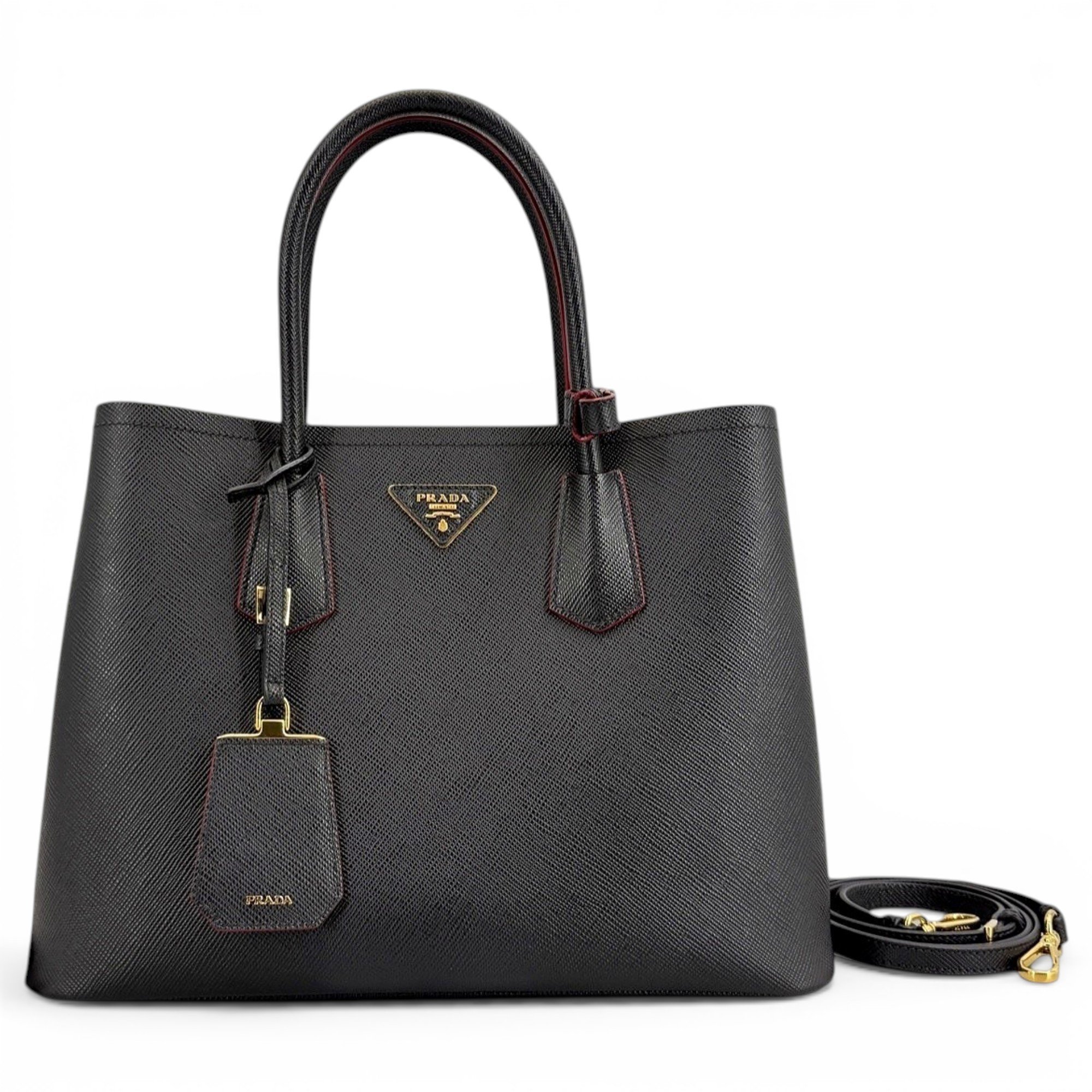 Double leather handbag