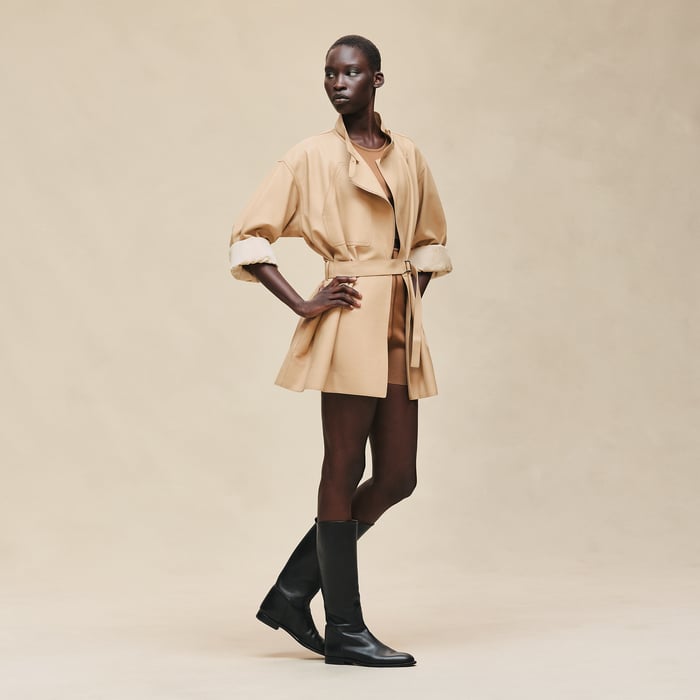 Beige Cajou Short Parka Coat