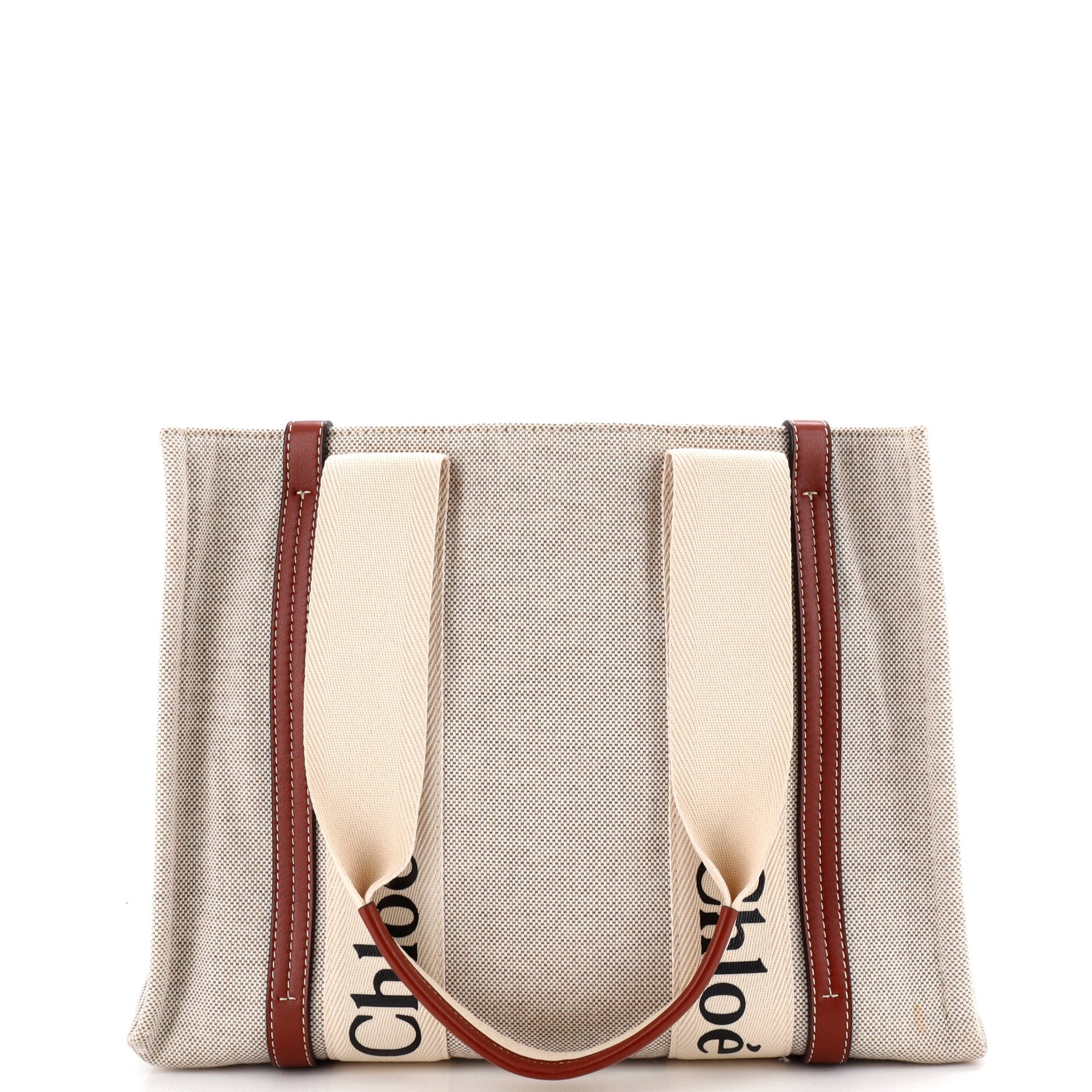 Chloe Woody Tote Canvas with Leather Medium