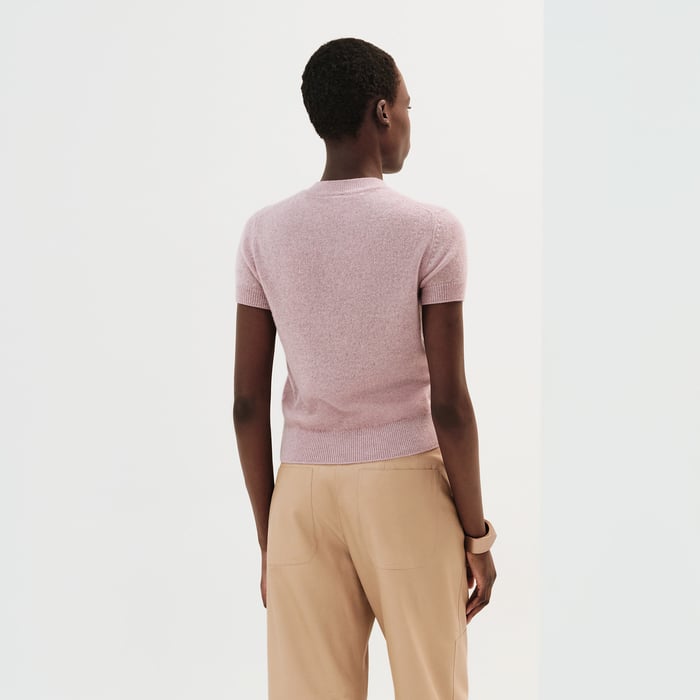 Rose Pâle Cashmere Short-sleeve Sweater