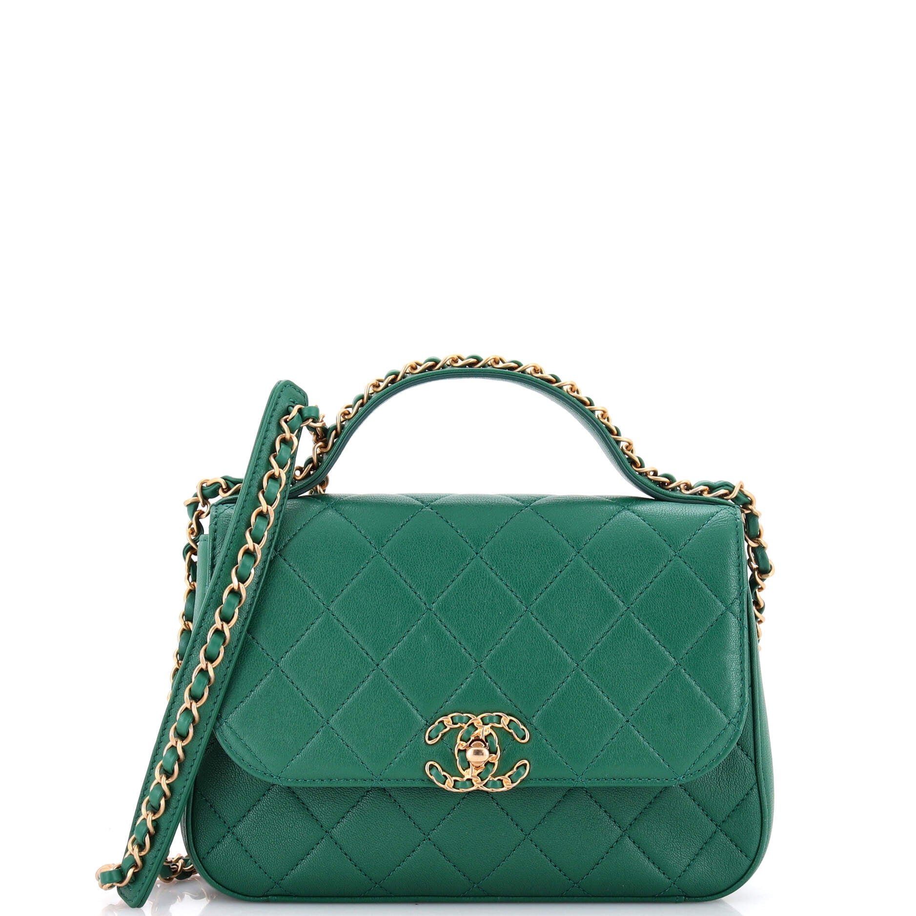 Chain Infinity Top Handle Bag Quilted Lambskin Small