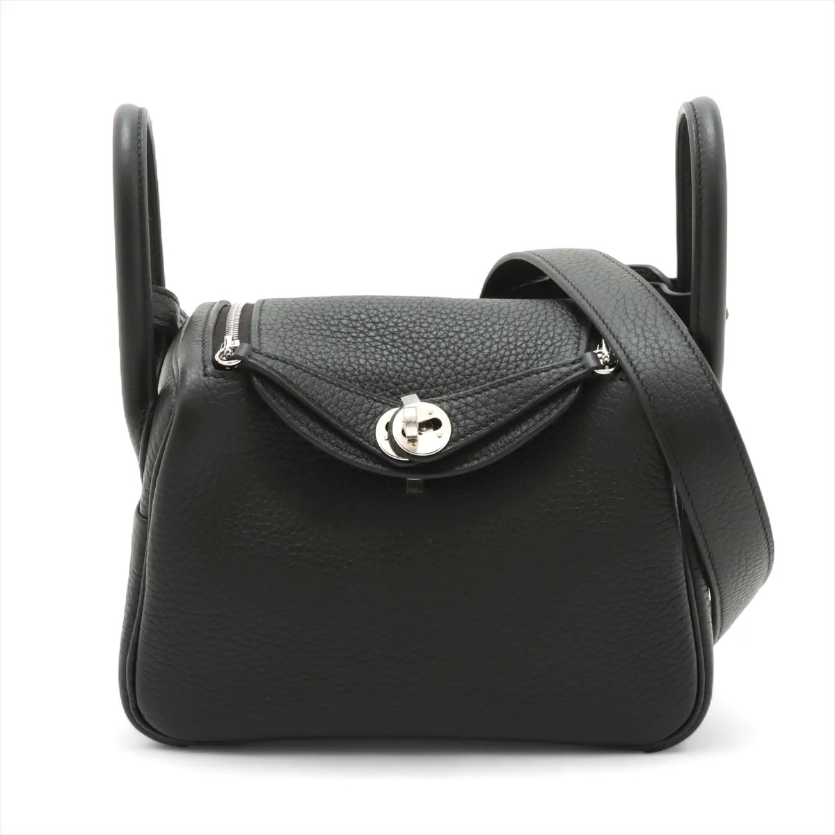 Hermès Lindy mini 20 Taurillon Clemence Black Silver Metal Fittings