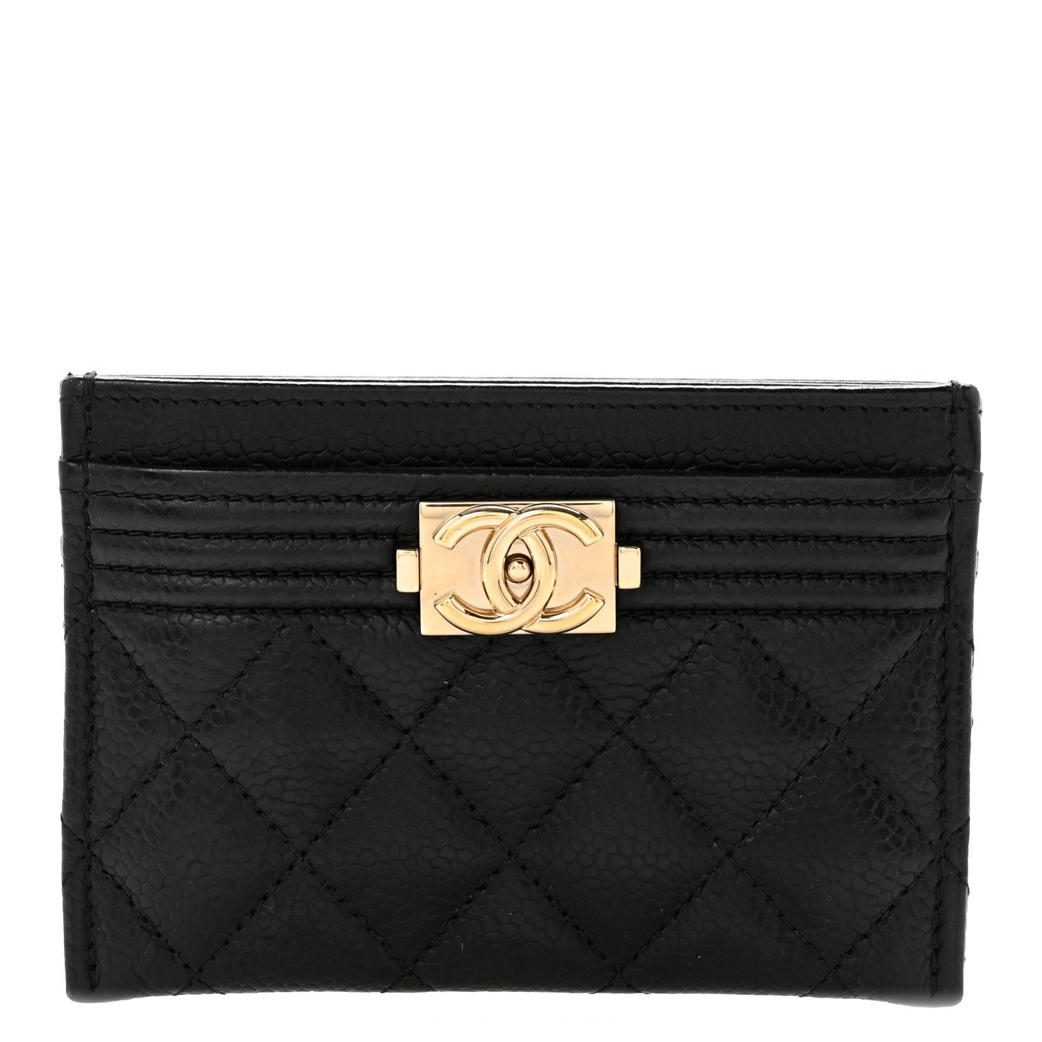 Chanel Caviar Quilted Boy Card Holder Black