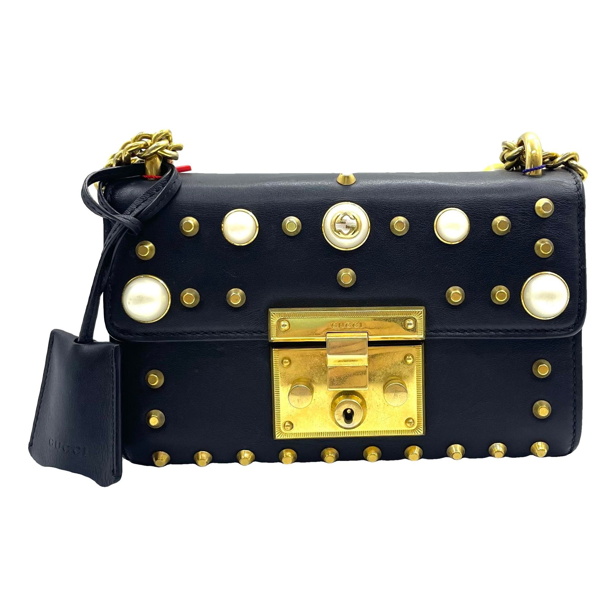 Padlock leather handbag
