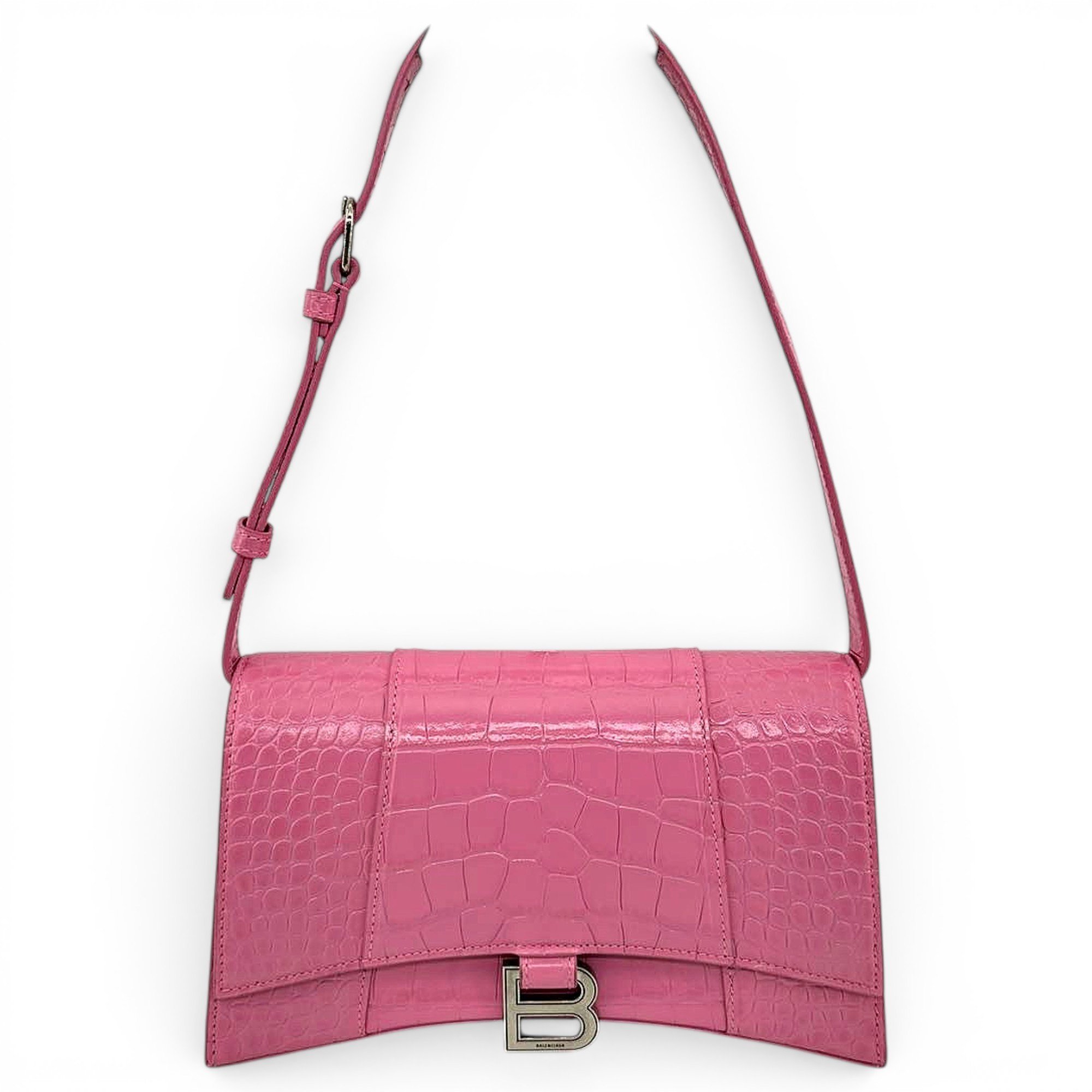 Hourglass leather handbag