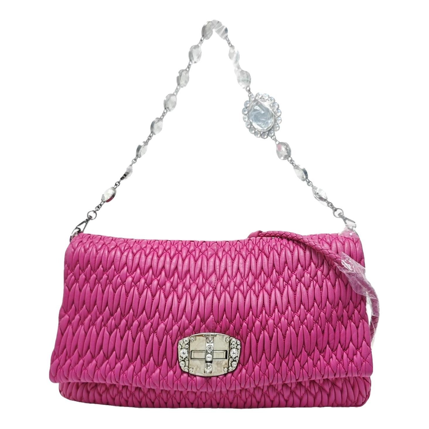 Miu Crystal leather handbag