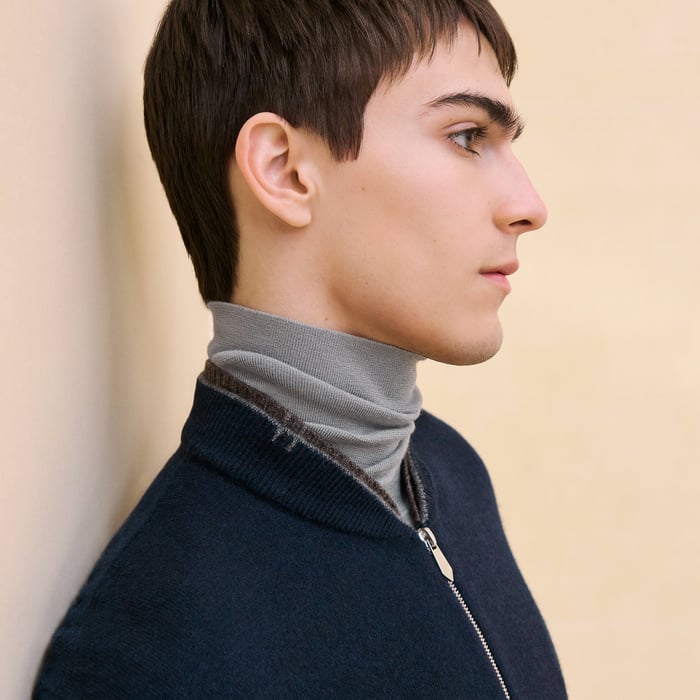 Marine Cashmere "Double Cotes H" Zipped Jacket