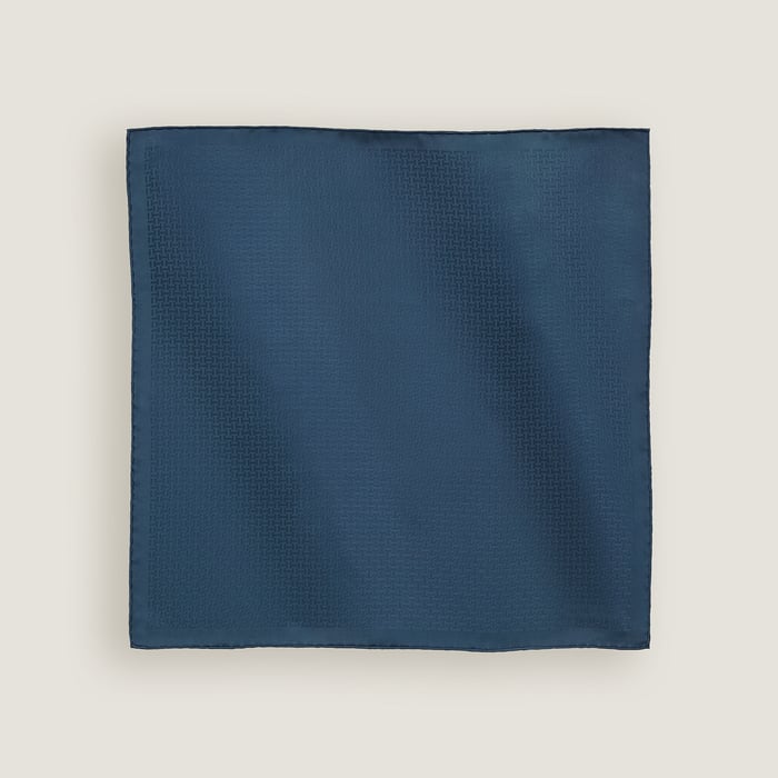 Bleu Turquin Faconnee Upside Down Pocket Square 45