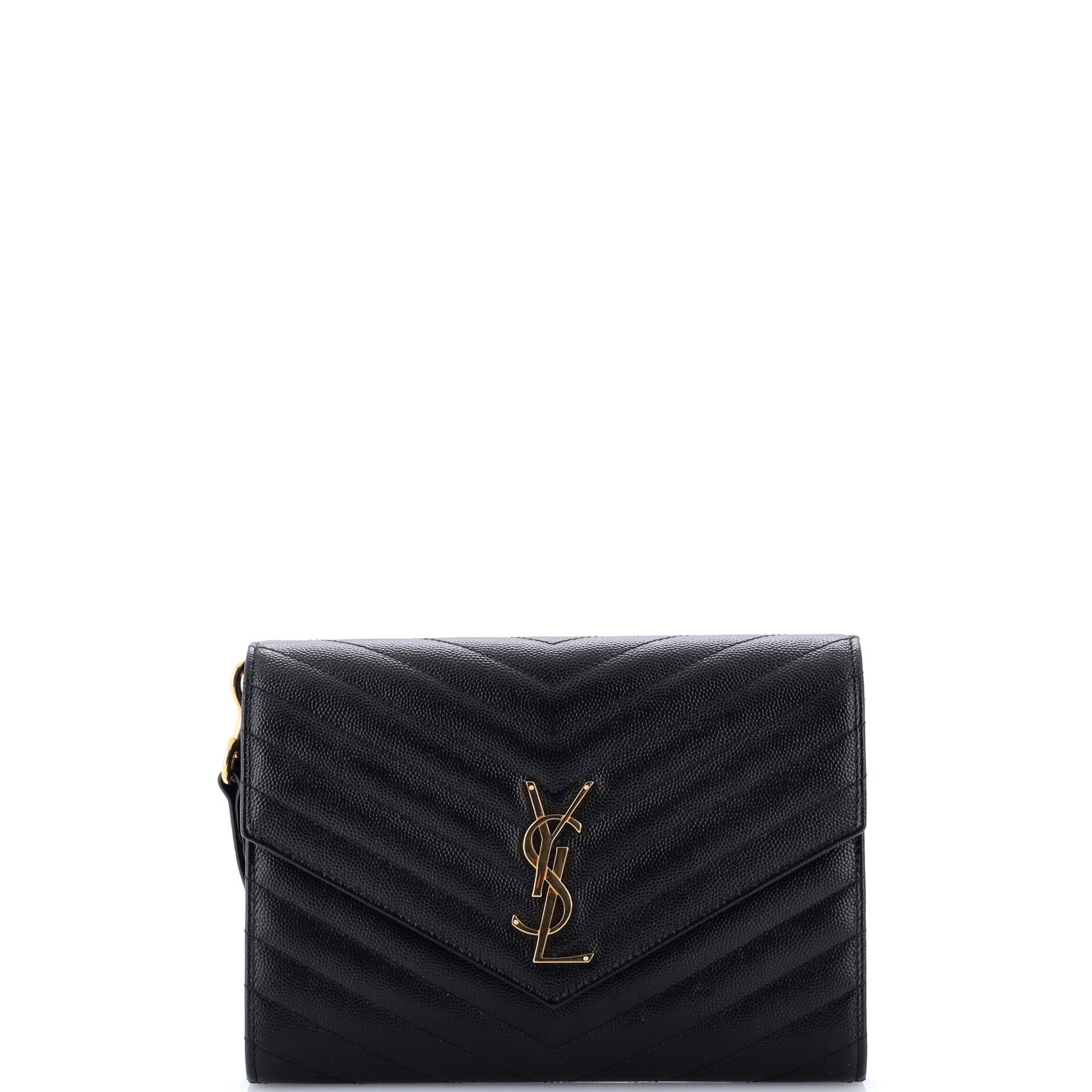 Classic Monogram Envelope Wristlet Clutch Matelasse Chevron Leather