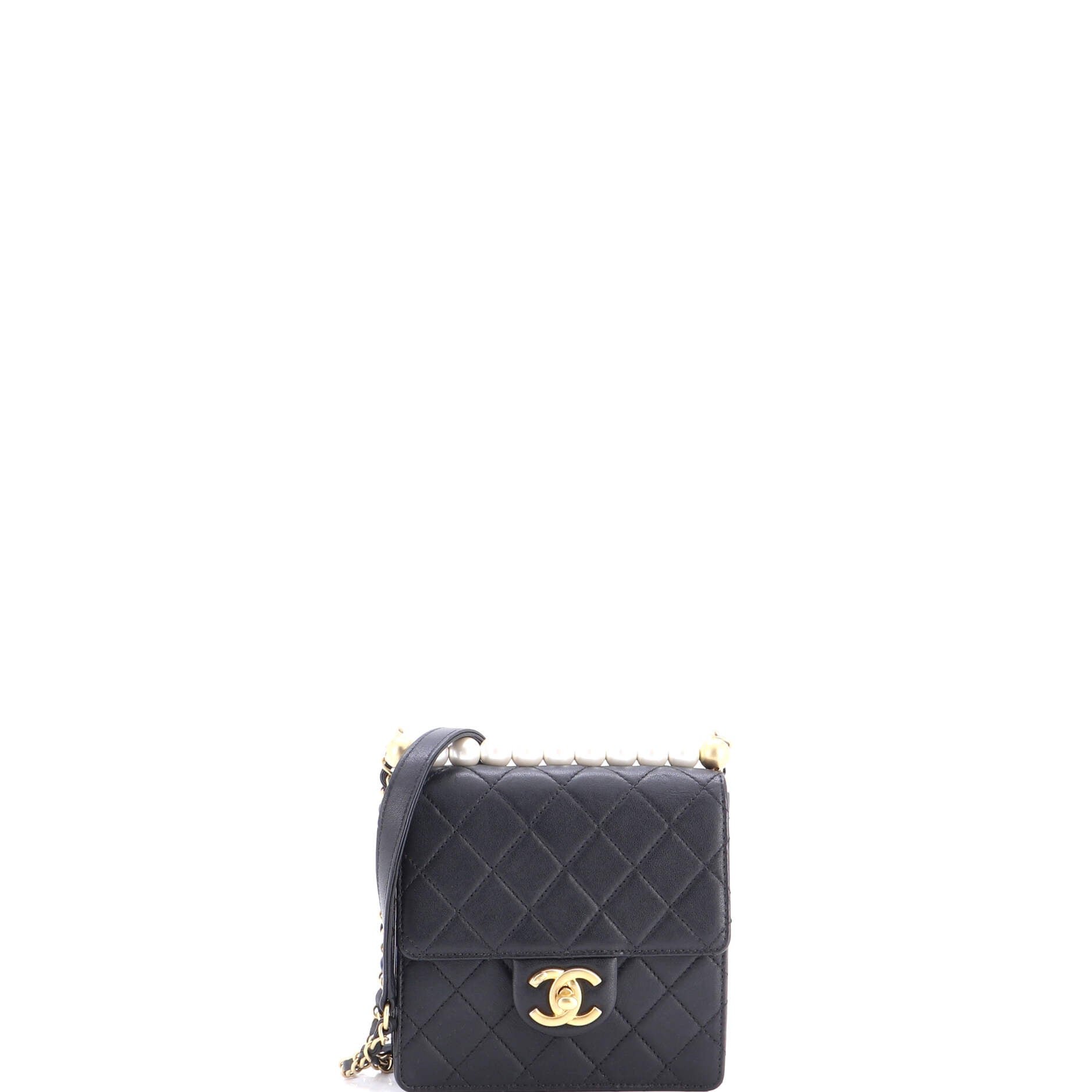 Chic Pearls Flap Bag Quilted Goatskin Mini