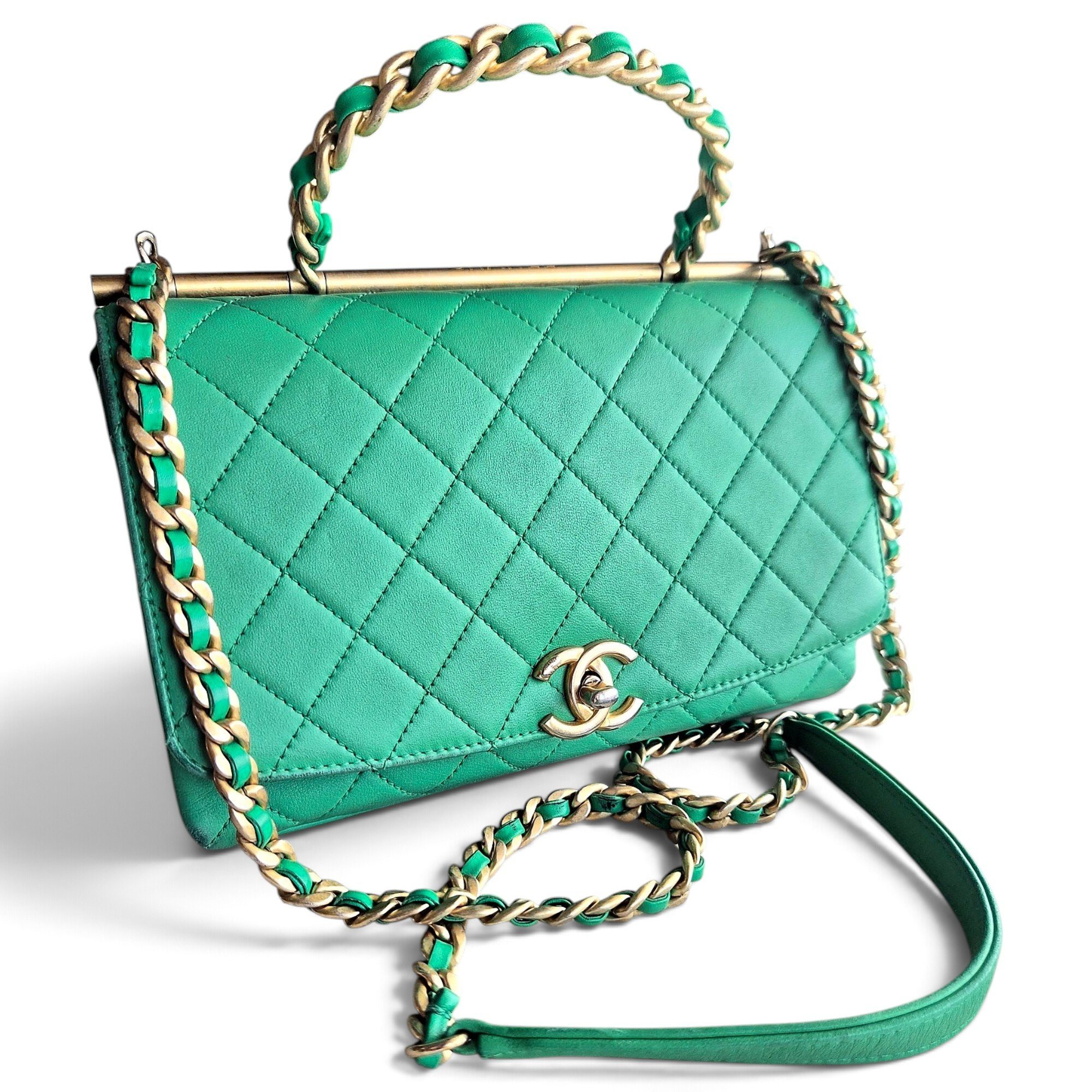 Trendy CC leather handbag