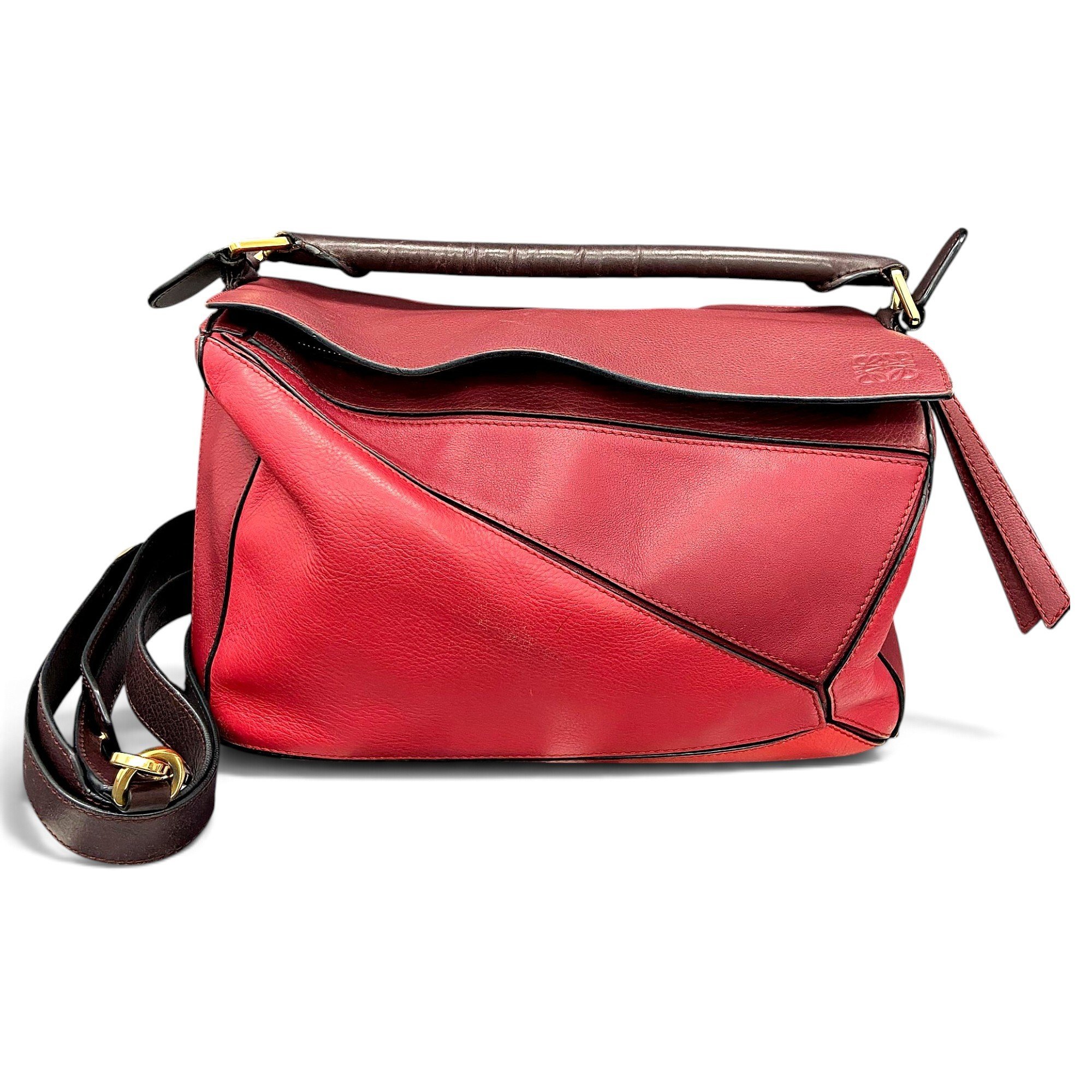 Puzzle leather handbag