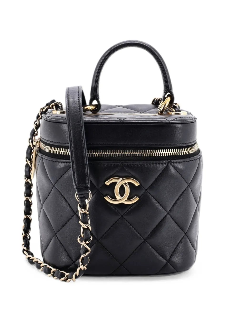Trendy CC Top Handle Vanity Case Quilted Lambskin Small shoulder bag