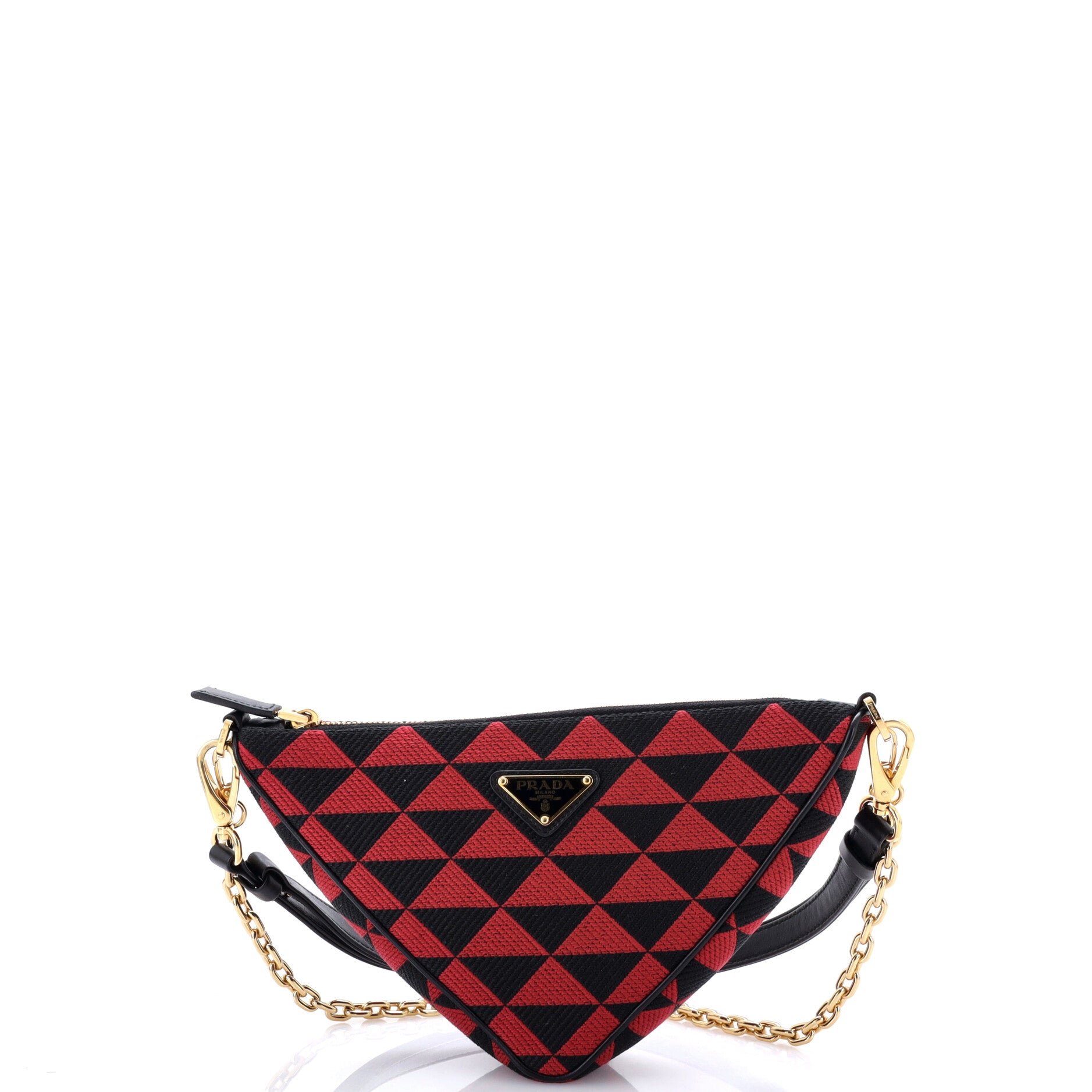Symbole Triangle Bag Leather and Jacquard Mini