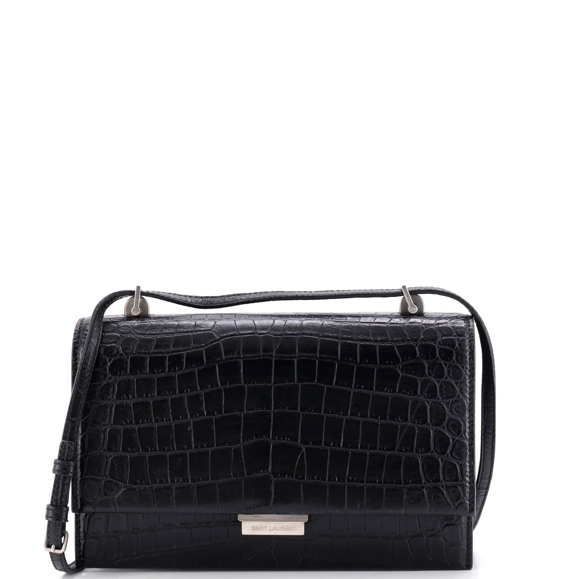 Babylone Crossbody Bag Crocodile Embossed Leather Small