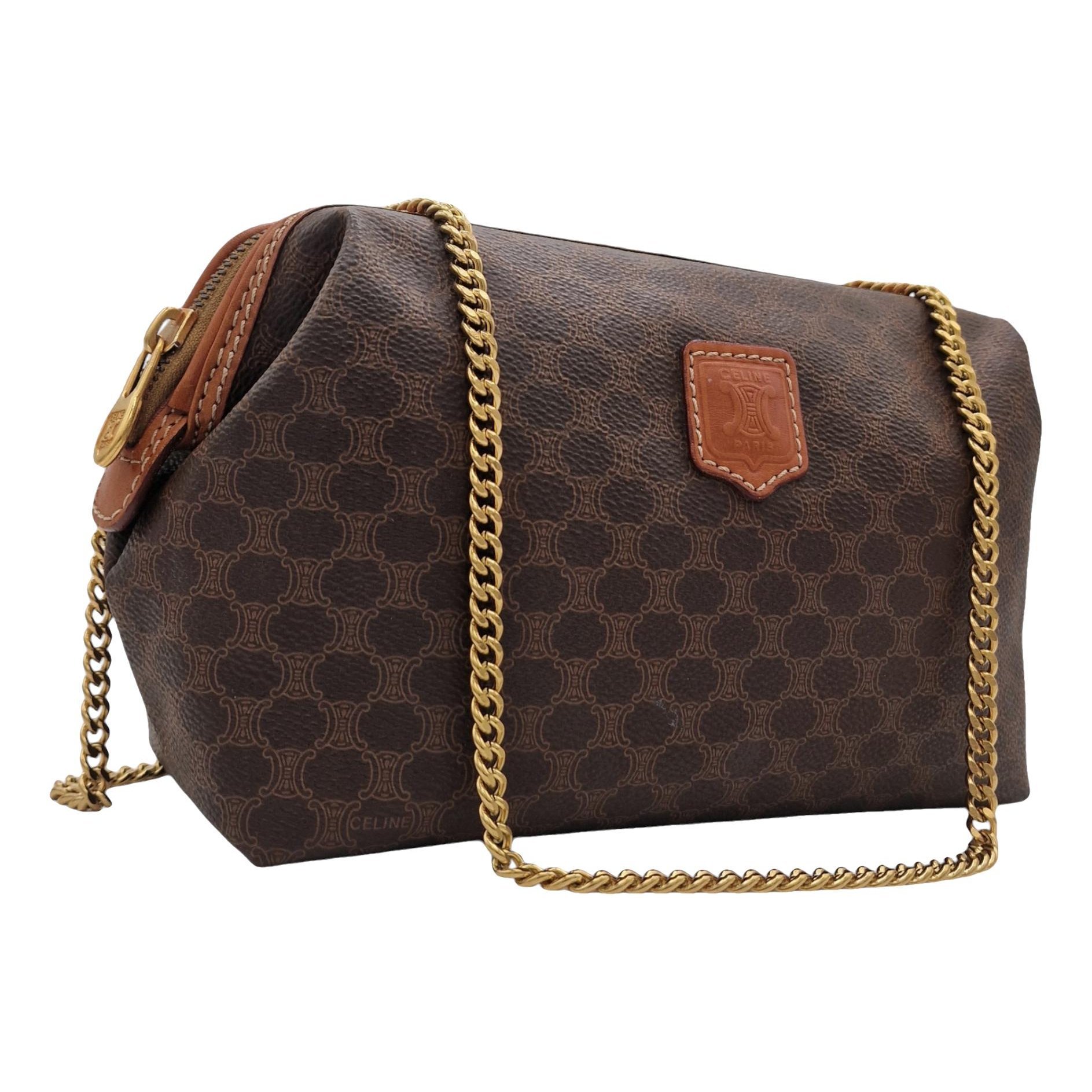 Triomphe chain cloth crossbody bag