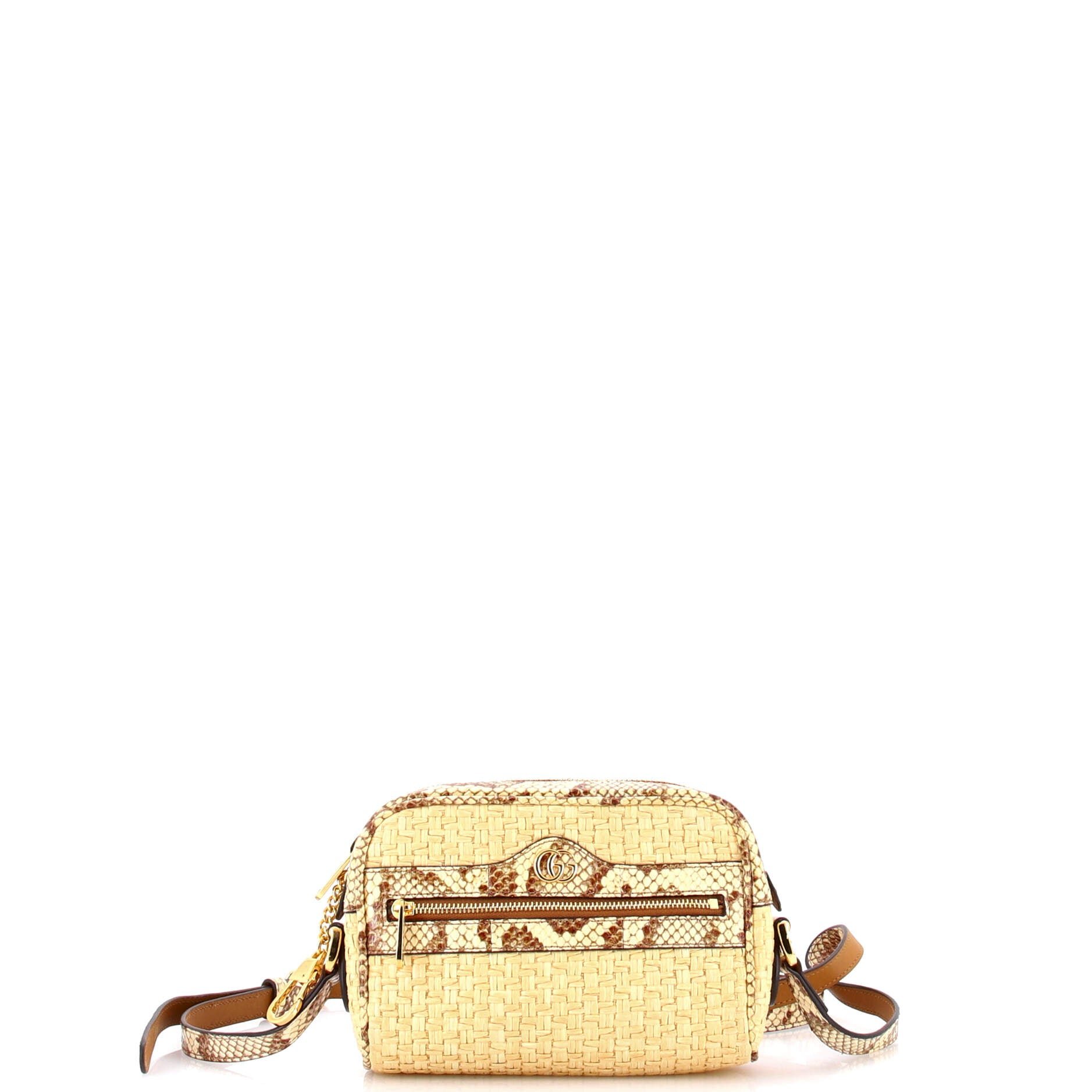 Gucci Ophidia Shoulder Bag Raffia with Snakeskin Mini