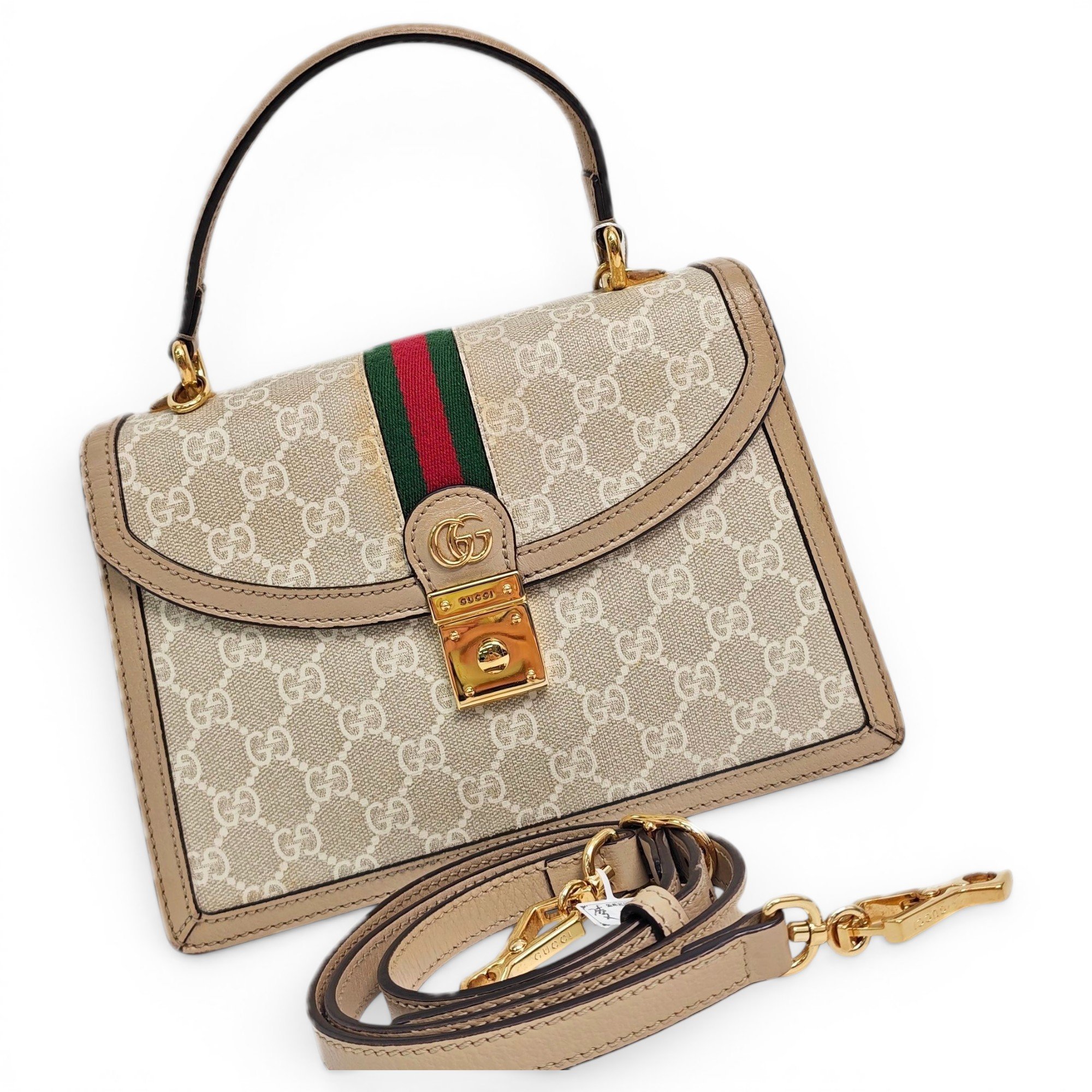 Ophidia Flap Top Handle leather handbag