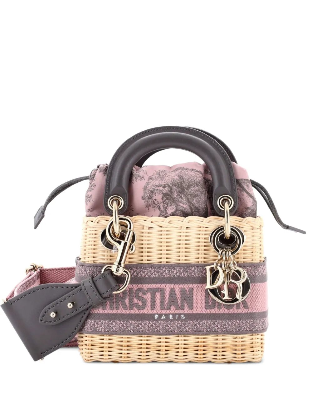 Lady Dior Bag Wicker and Oblique Canvas Mini tote bag