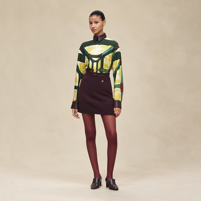 Rouge Bordeaux Cashmere Short Skirt