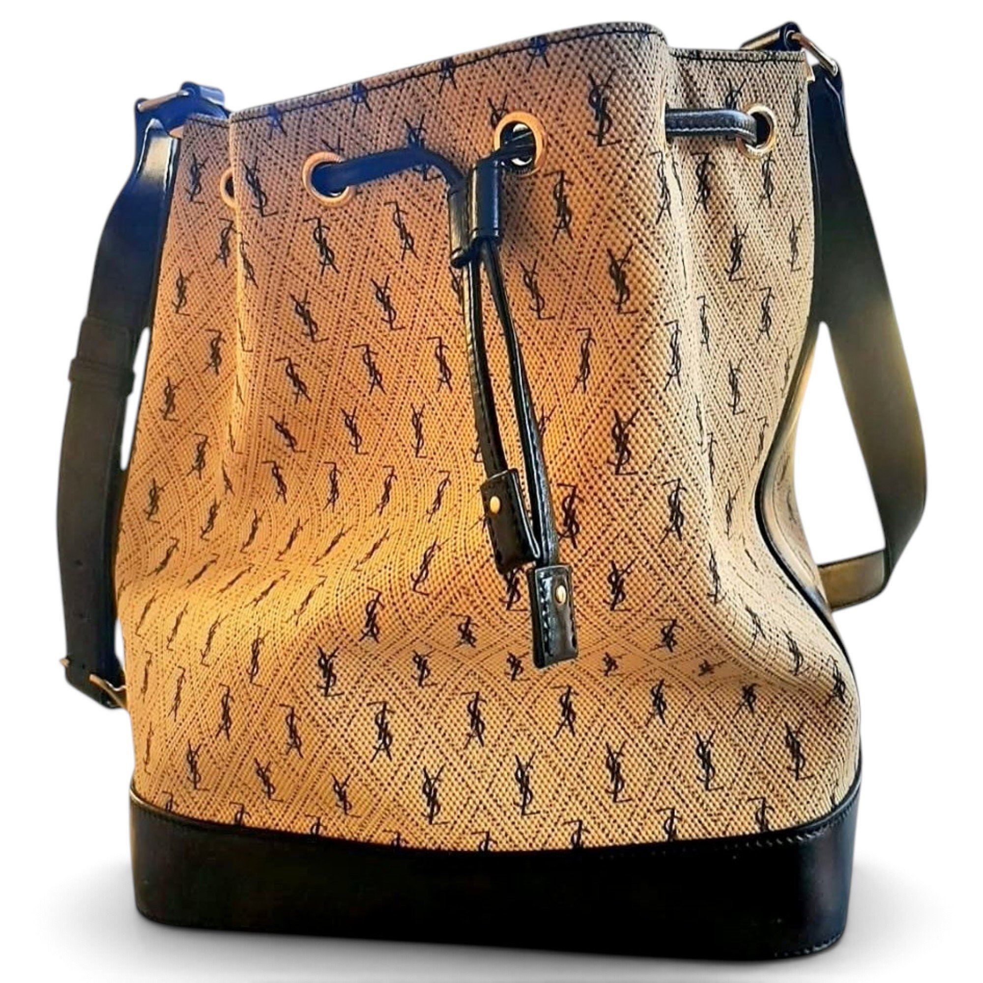 Monogram bucket leather bag