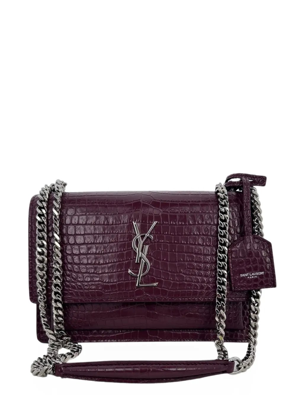 Sunset crocodile-embossed shoulder bag