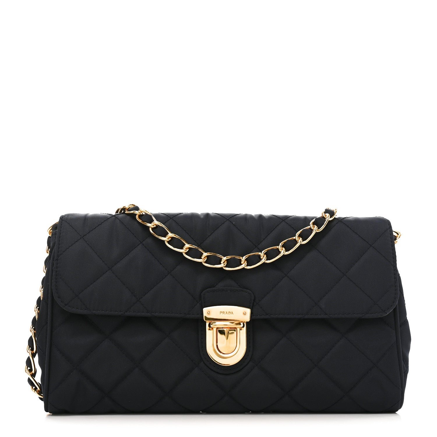 Prada Nylon Tessuto Impunturato Quilted Flap Crossbody Bleu