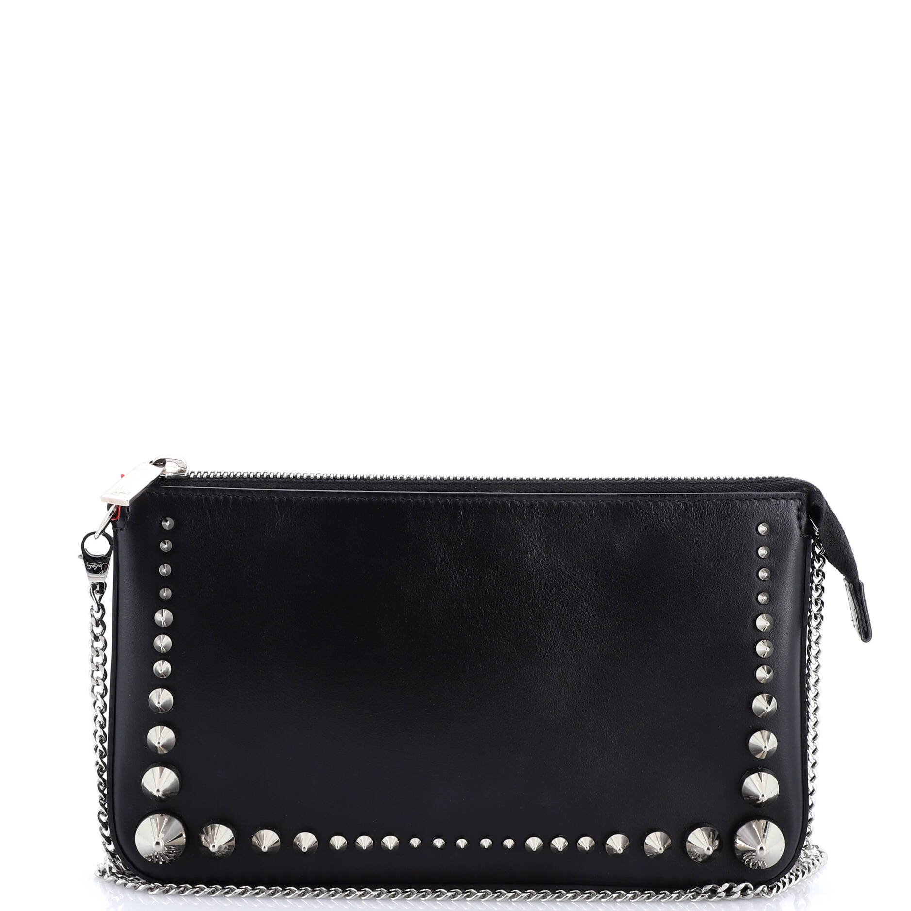 Christian Louboutin Loubila Chain Clutch Spiked Leather