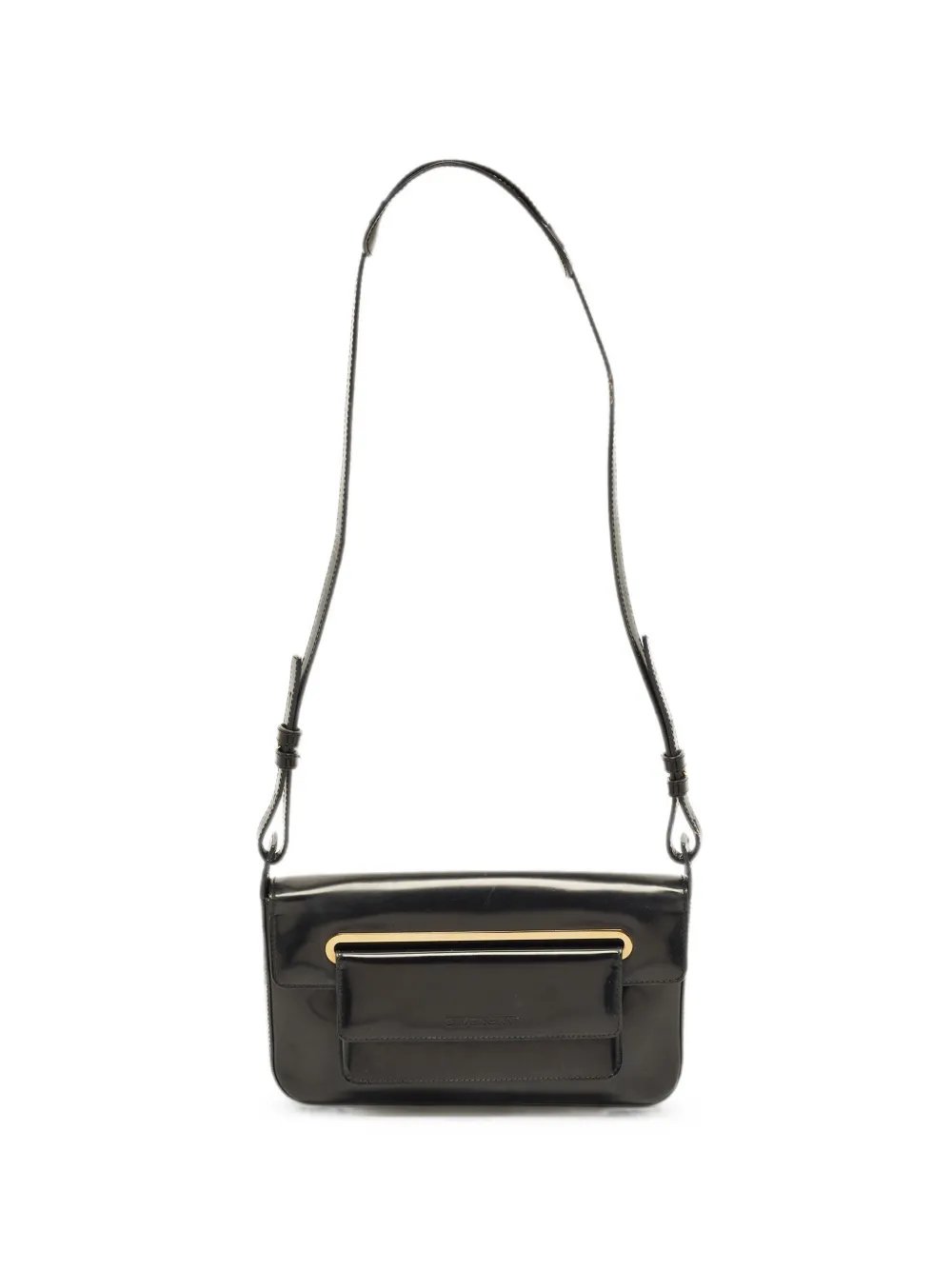 patent-leather flap shoulder bag