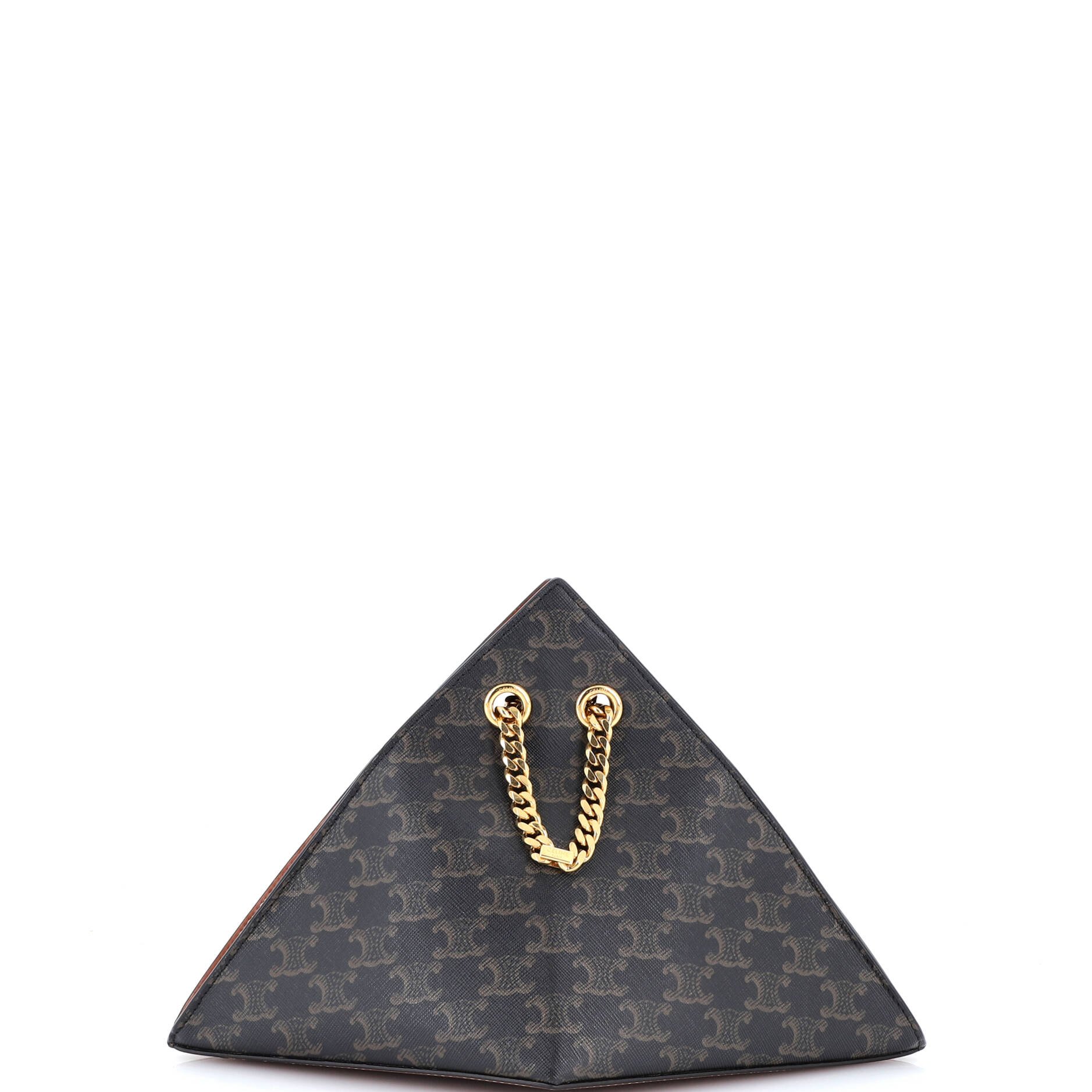 Celine Pyramid Chain Shoulder Bag Triomphe Coated Canvas