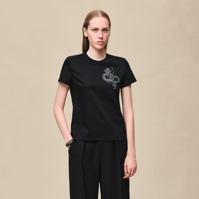 Noir Printed Straight T-shirt