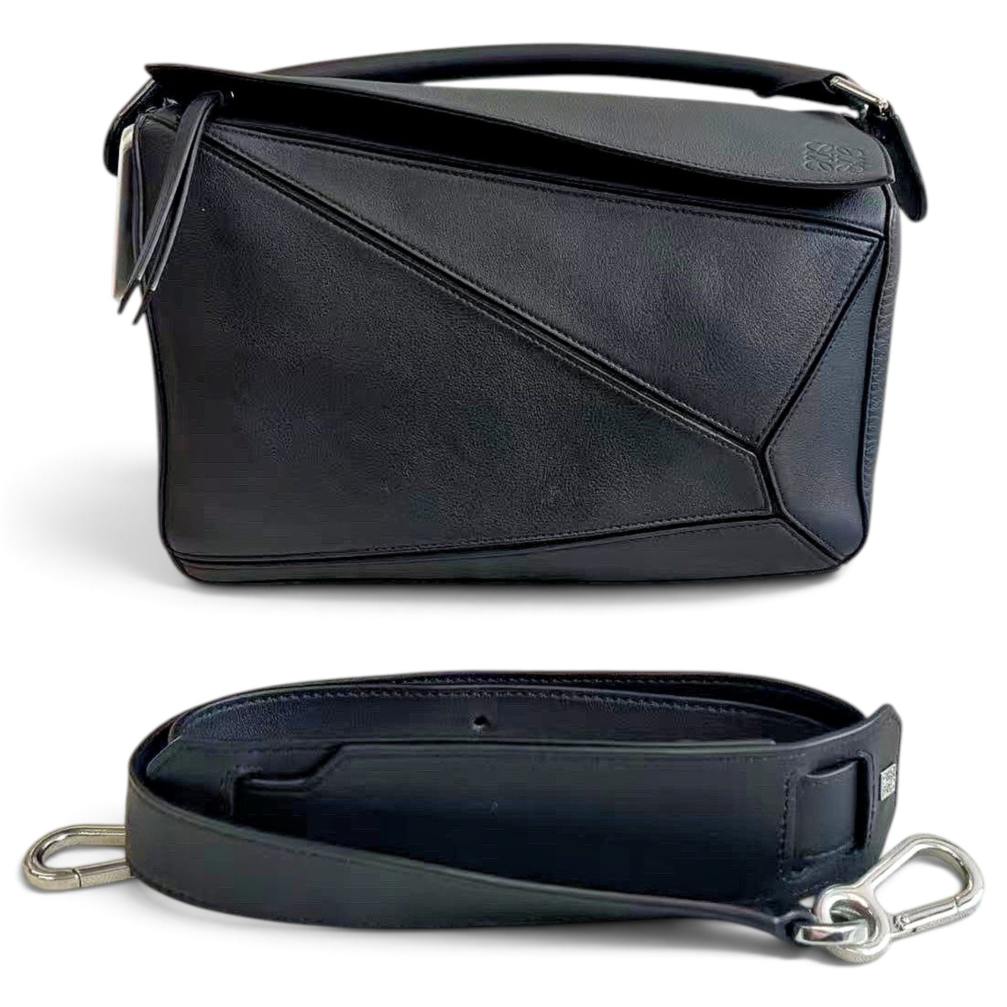 Puzzle leather handbag