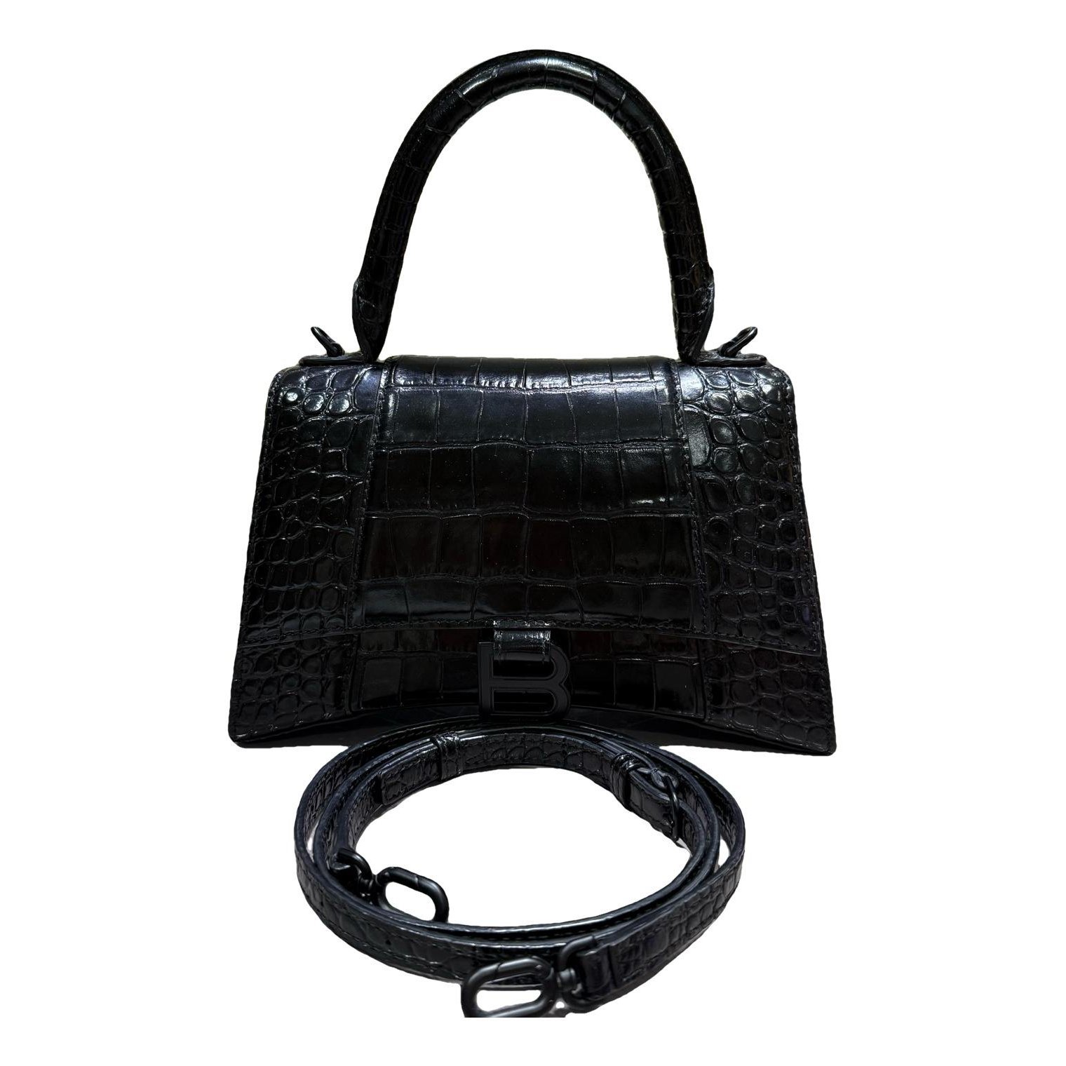 Hourglass leather handbag
