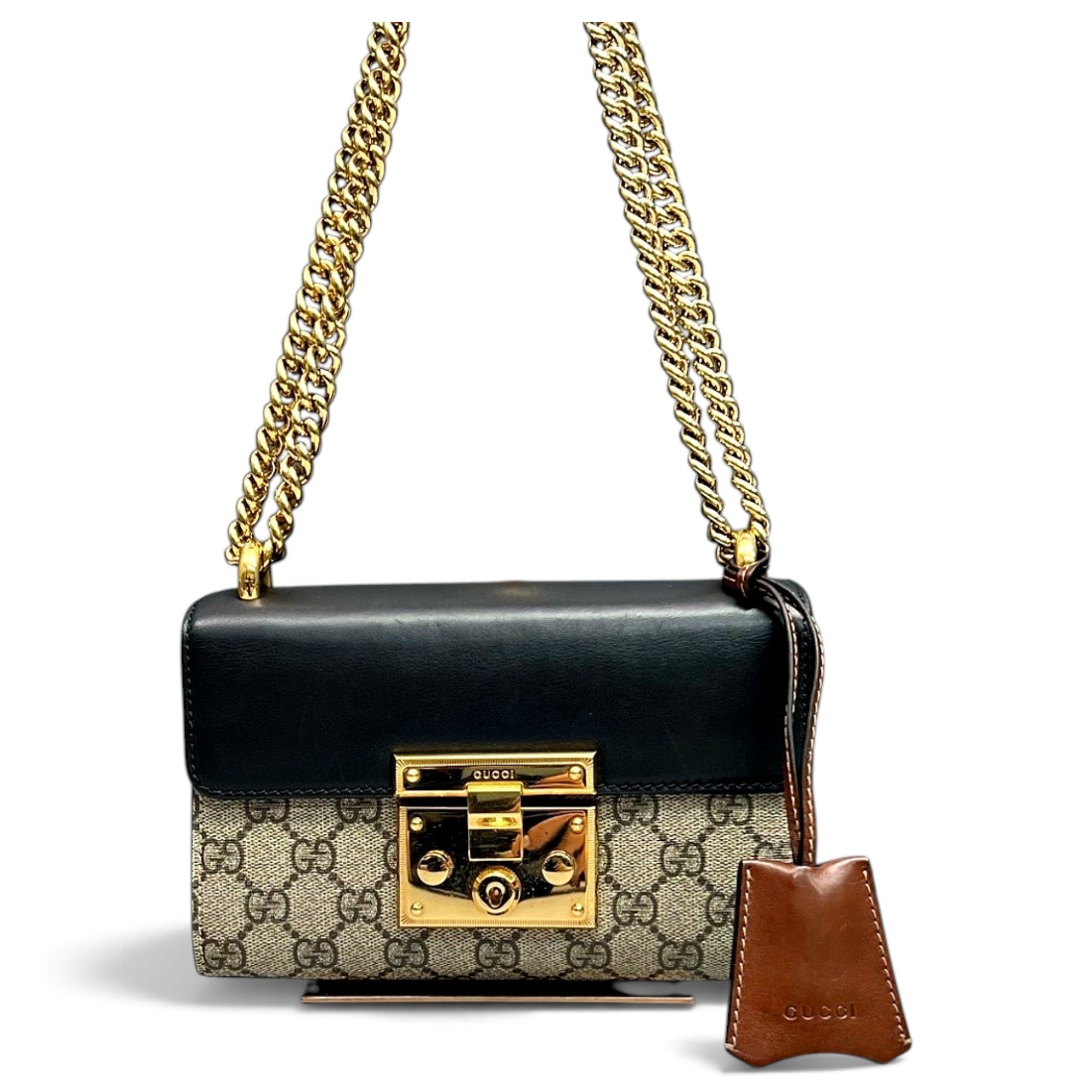 Padlock leather handbag