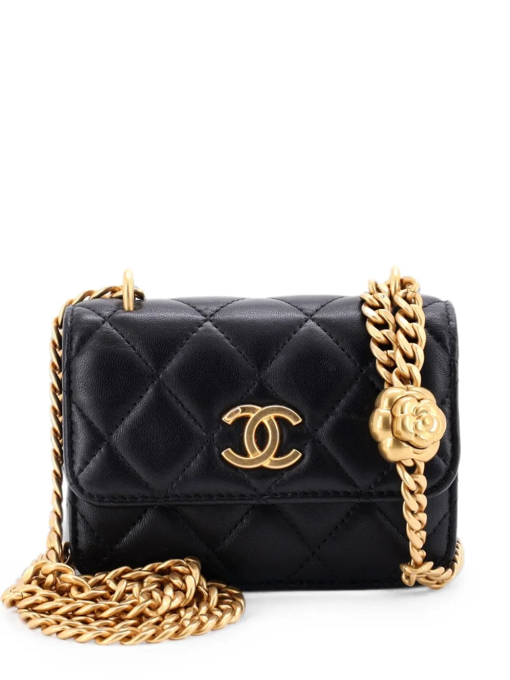 Sweet Camellia Flap Clutch with Chain Quilted Lambskin Mini crossbody bag
