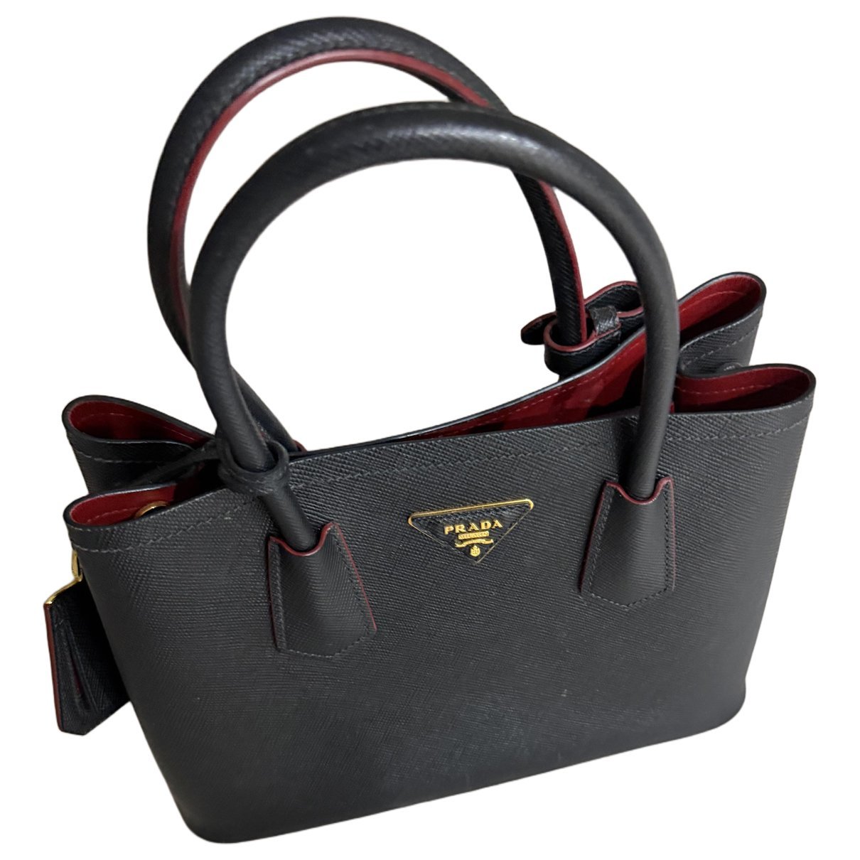 Double leather handbag