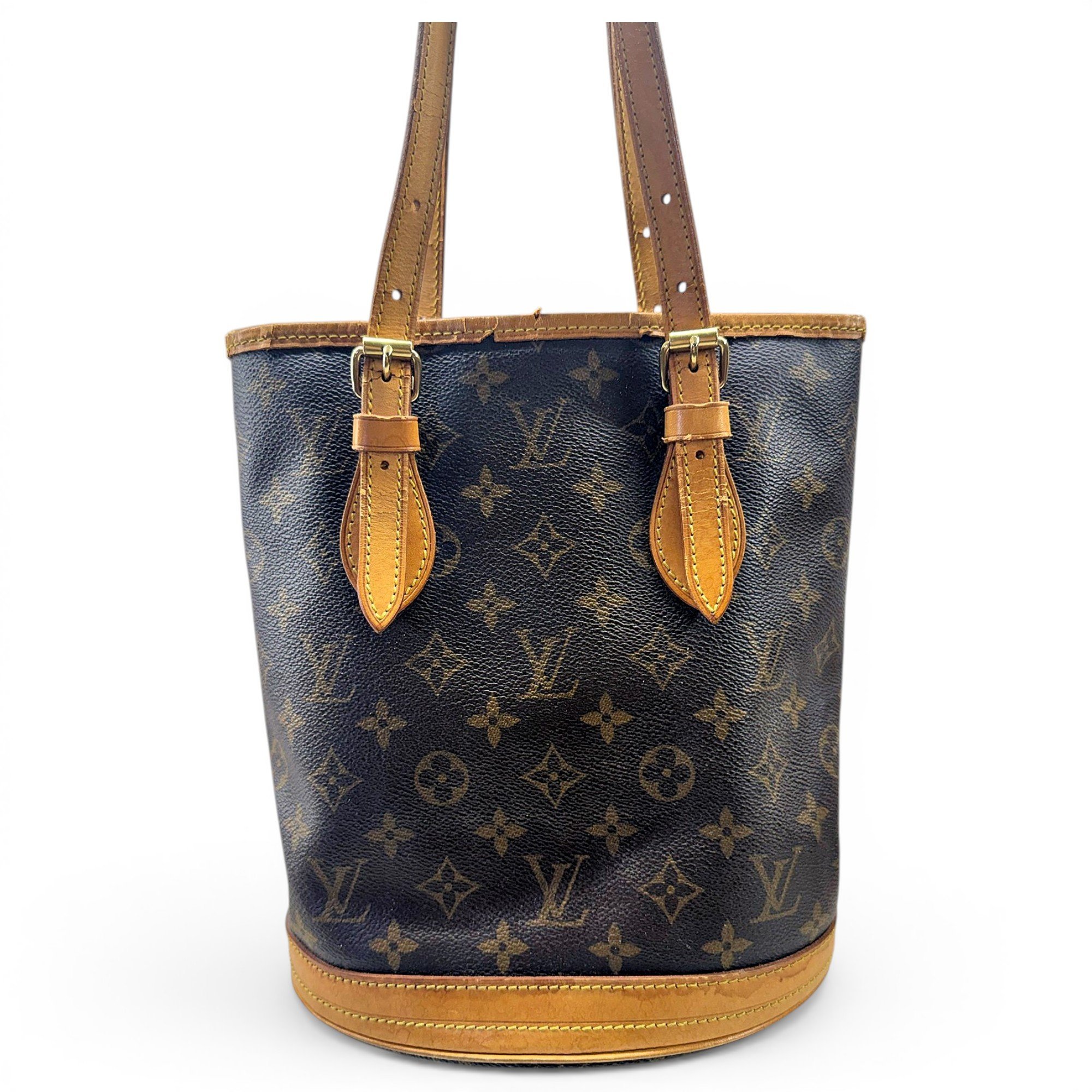 Bucket leather handbag