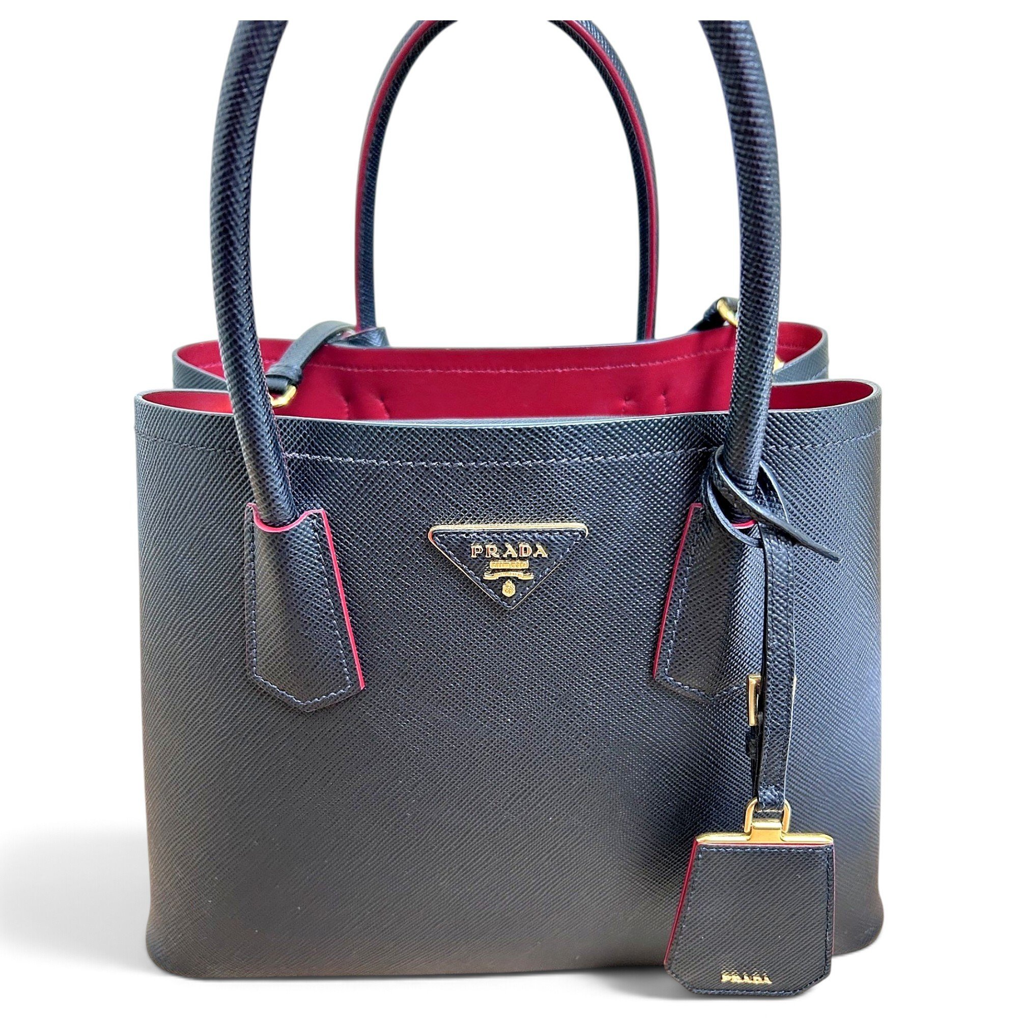 Double leather handbag