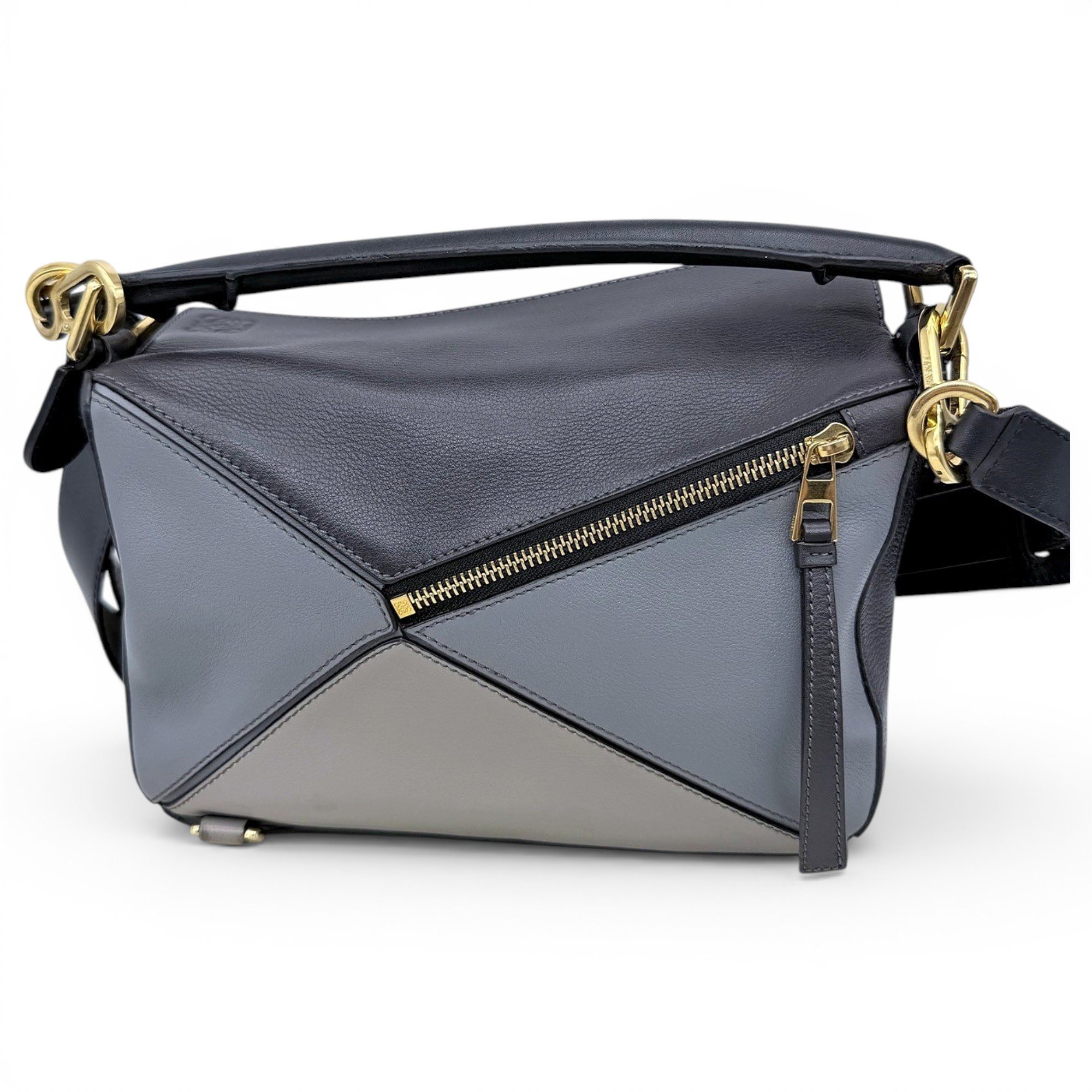 Puzzle leather handbag