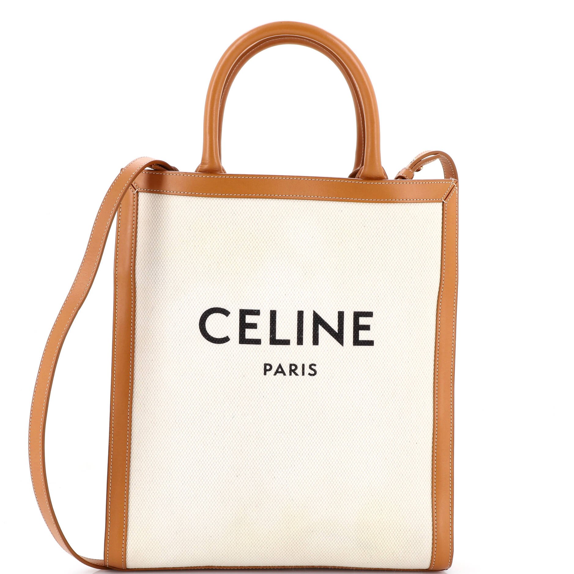 Vertical Cabas Tote Canvas with Leather Small