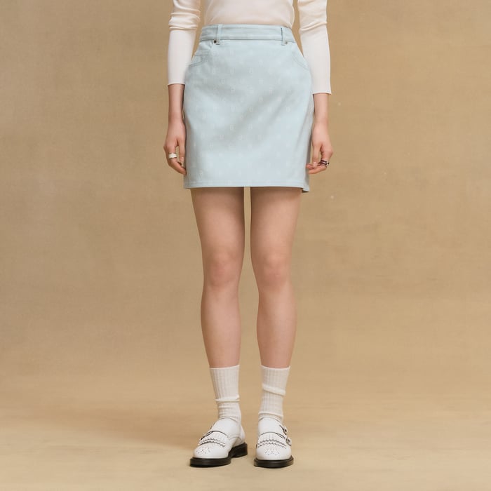Vert Embrun "Chaine d'Ancre" Denim Miniskirt
