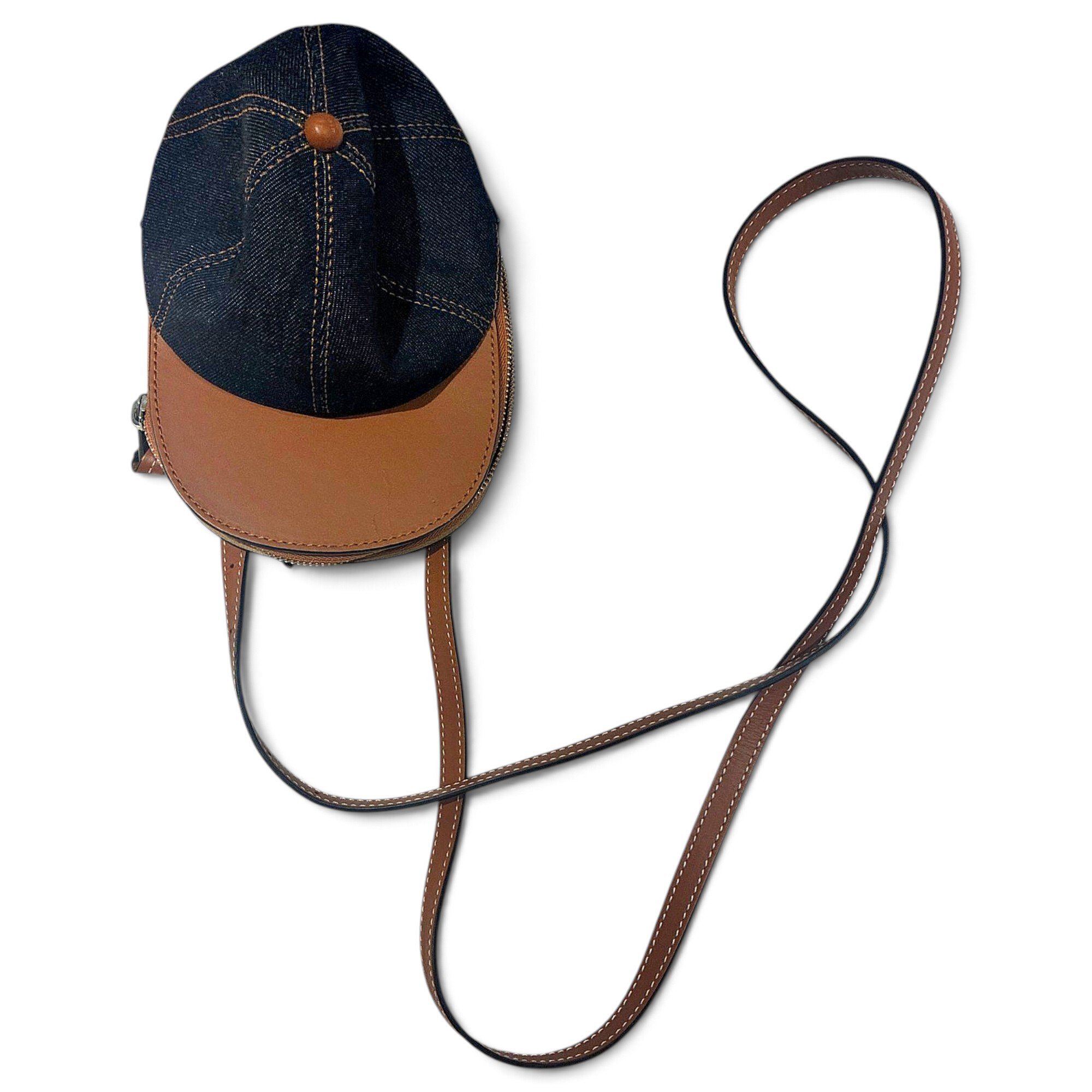 Cap leather crossbody bag