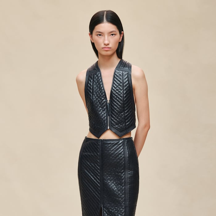 Bleu Noir Quilted Cargo Vest