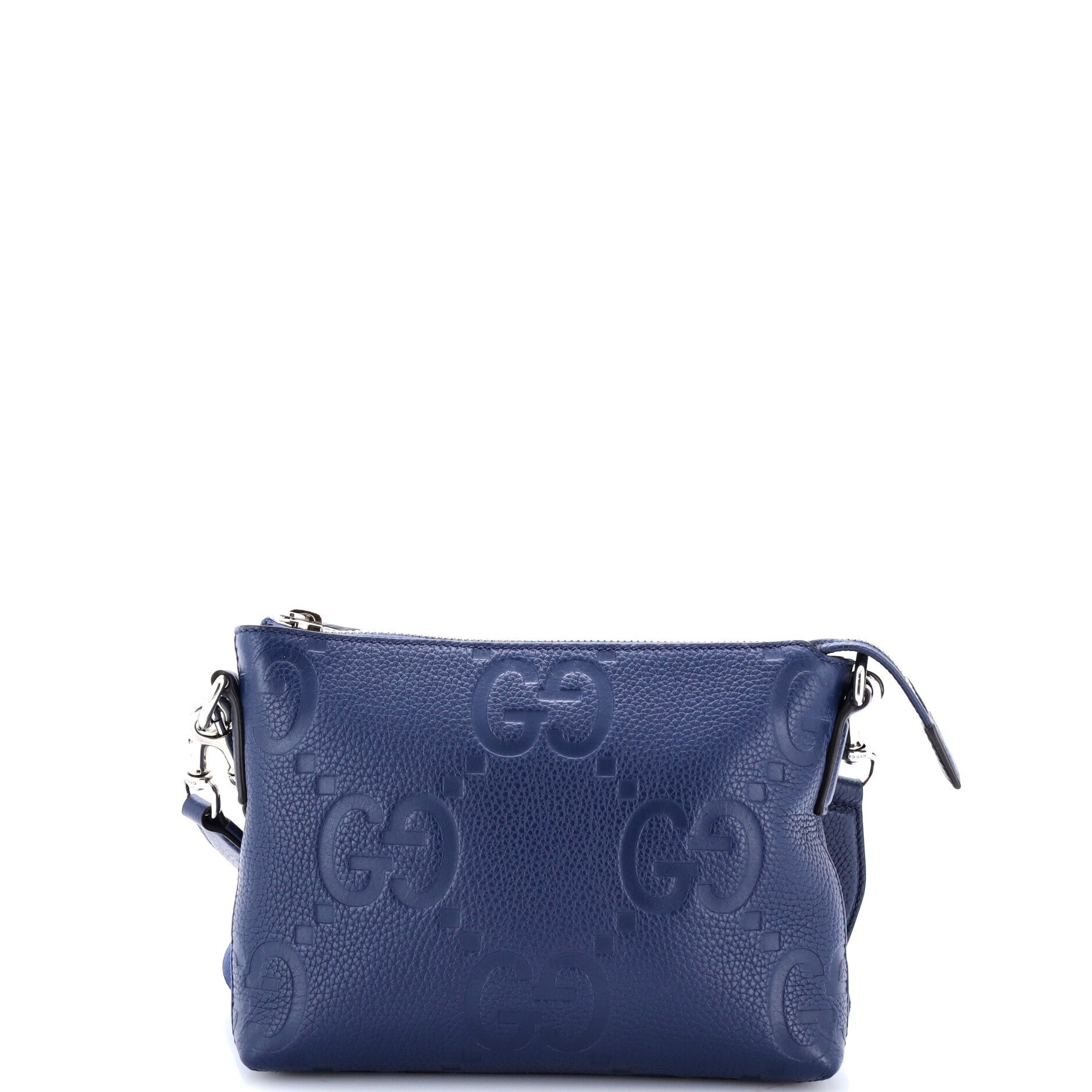 Zip Messenger Bag Jumbo GG Embossed Leather Small