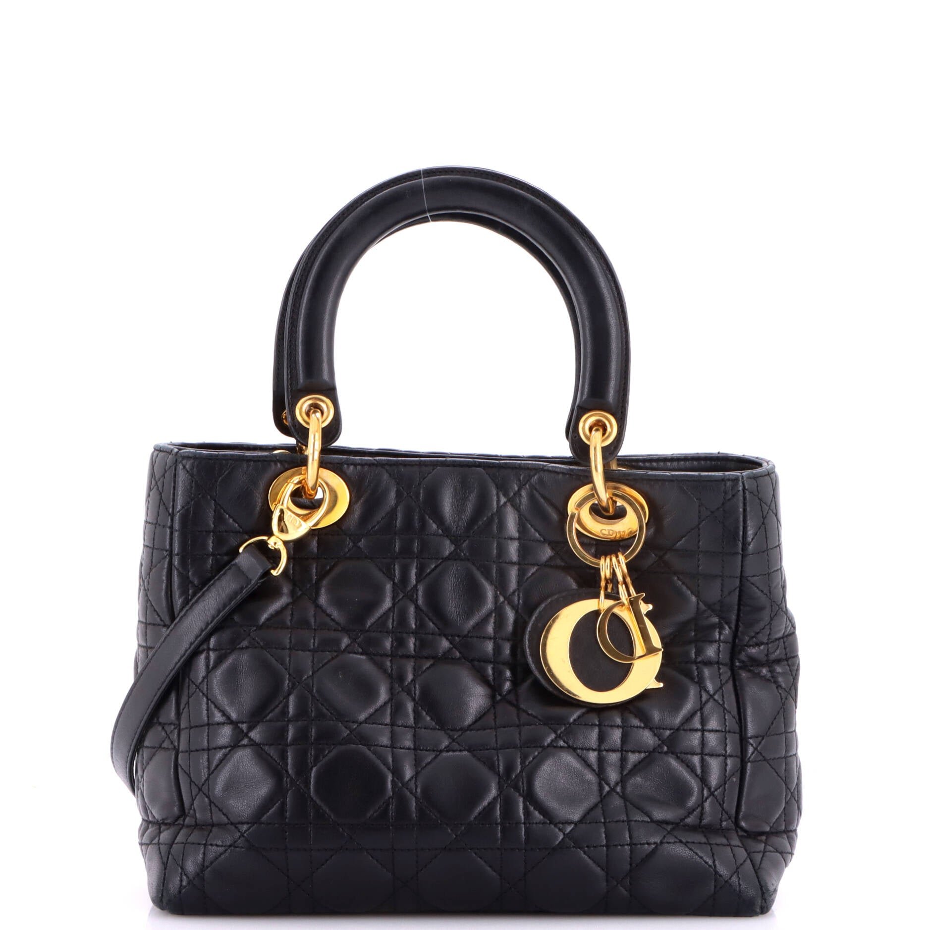 Vintage Lady Dior Bag Cannage Quilt Lambskin Medium