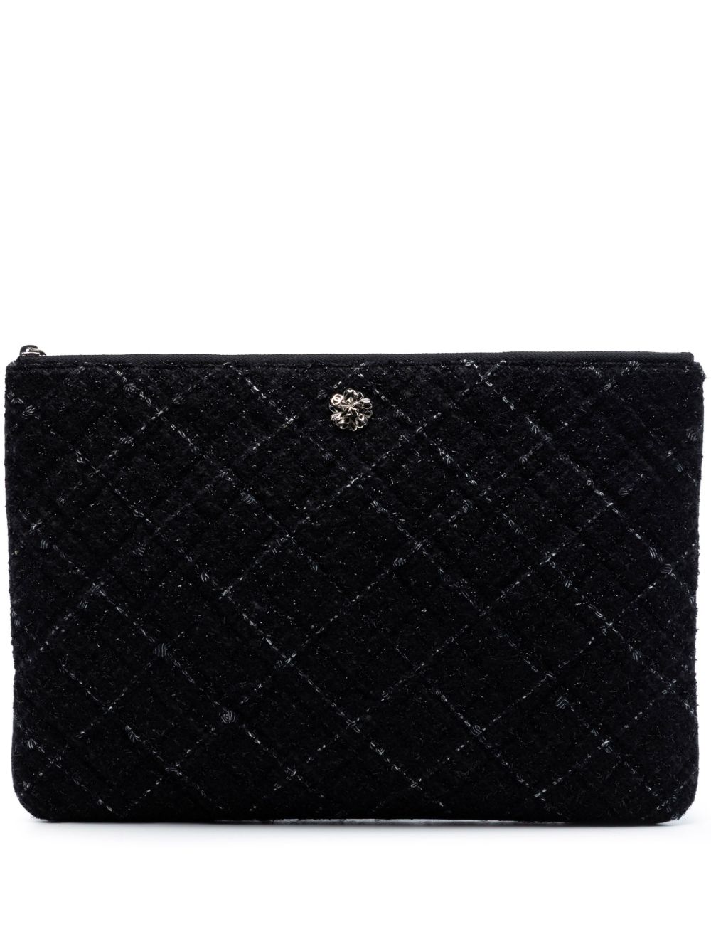 2016-2017 Large Quilted Tweed and Lambskin Camellia O Case clutch bag