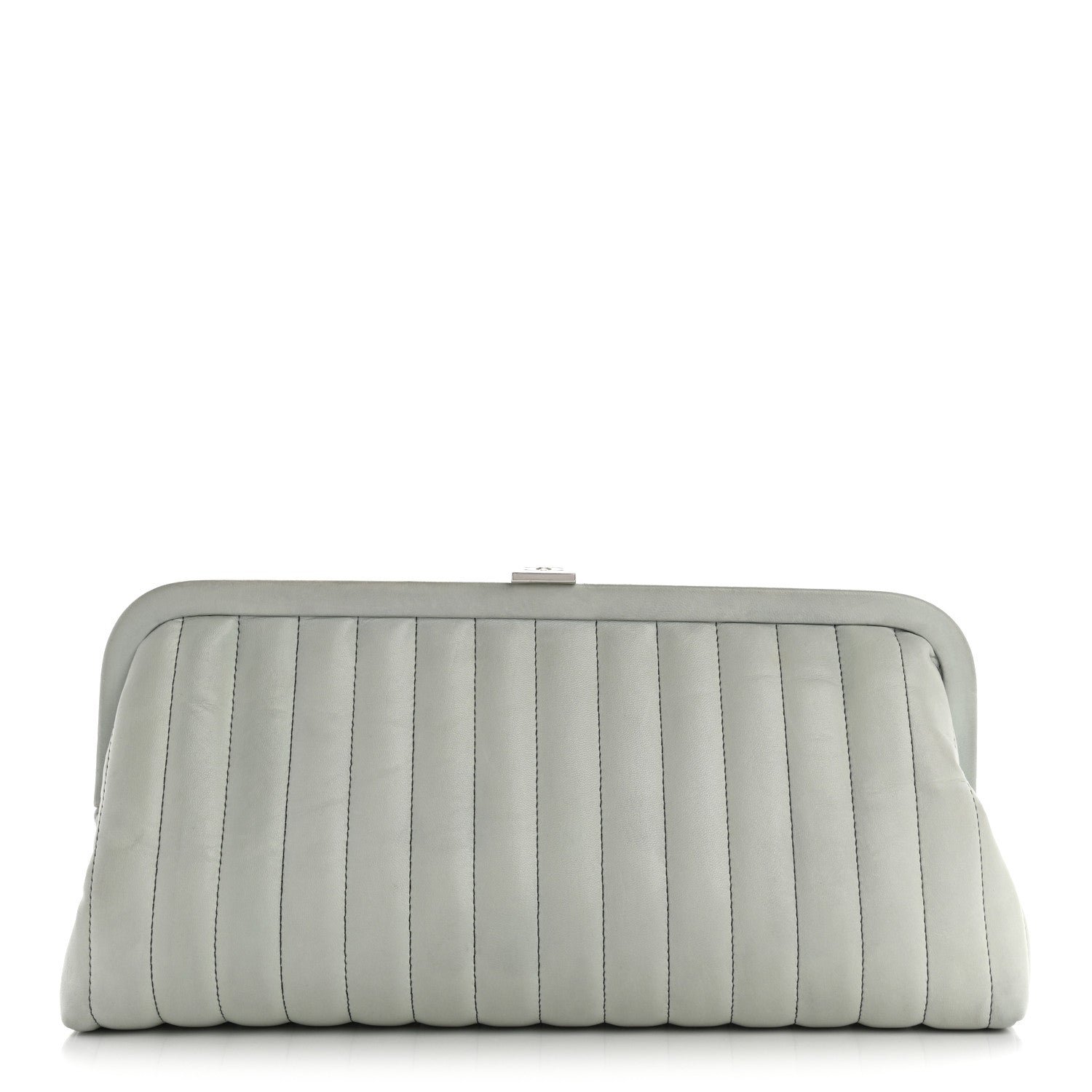 Chanel Lambskin Vertical Quilted Mademoiselle Clutch Light Green