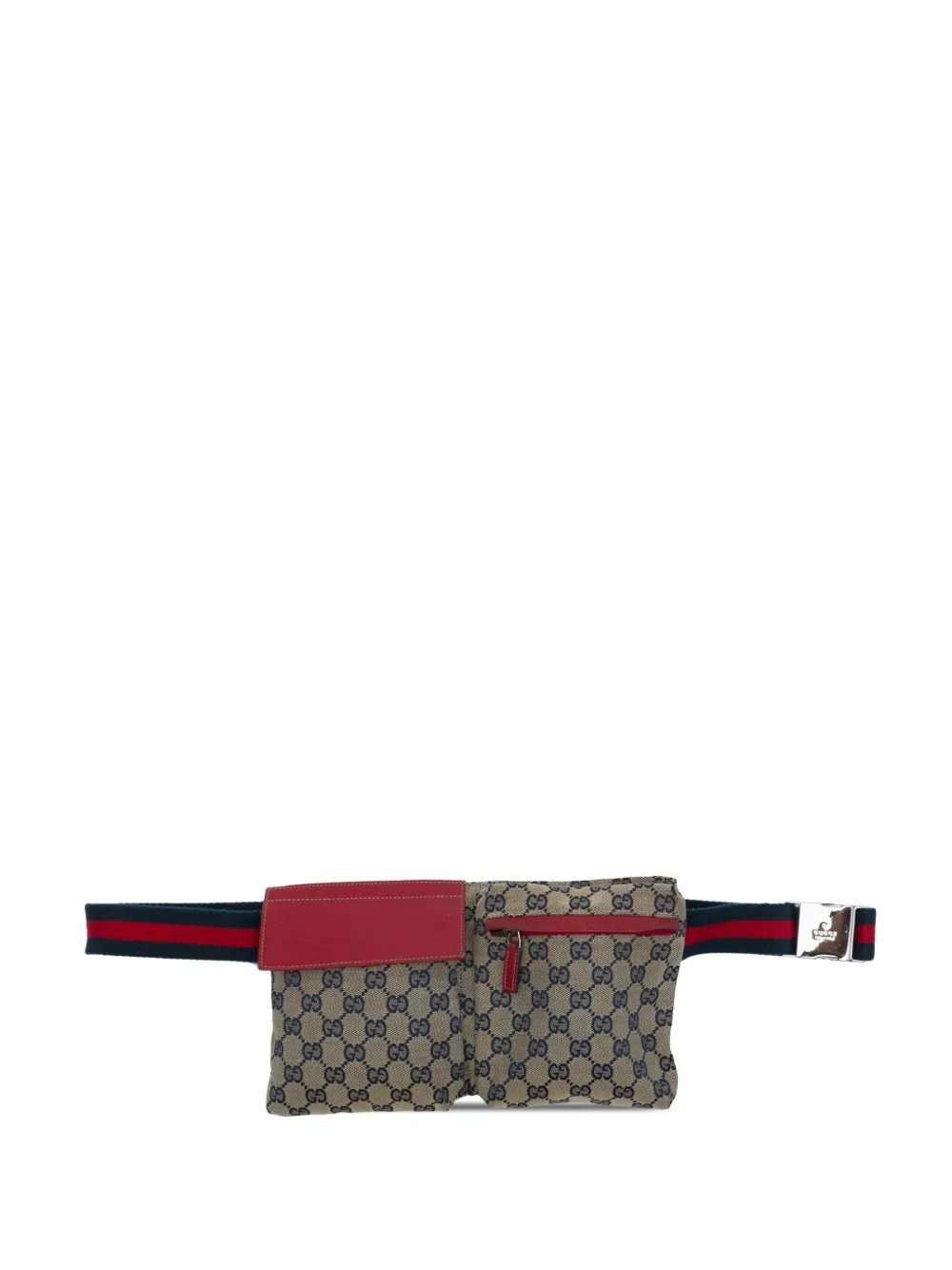 2000-2015 GG Canvas Web Double Pocket belt bag