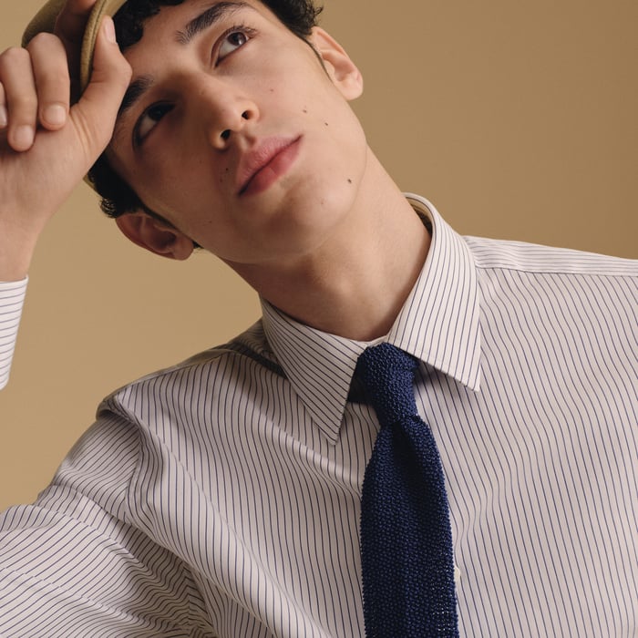 Bleu Jean Tricot De Soie Tie
