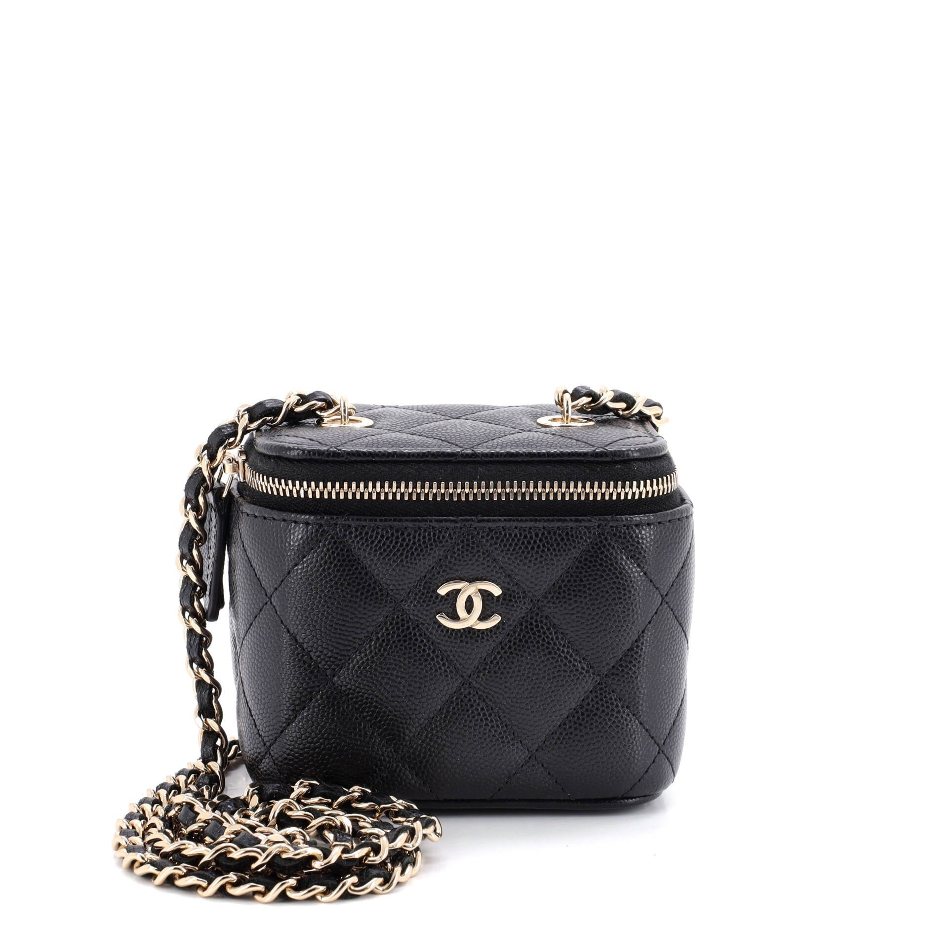 Classic Vanity Case with Chain Quilted Caviar Mini